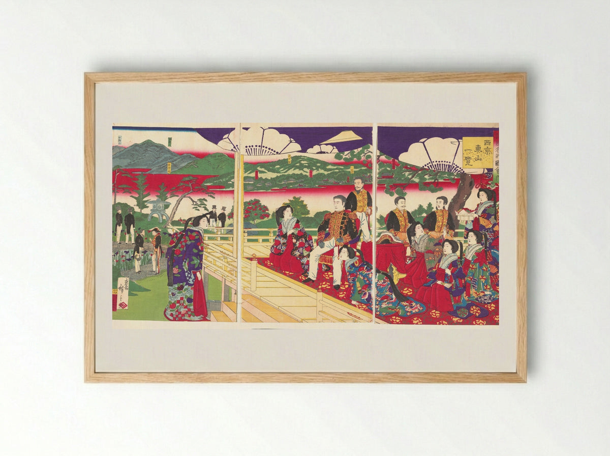 A Glimpse of Higayashiyama the Western Capital - Utagawa Hiroshige III - Framed Print Wood