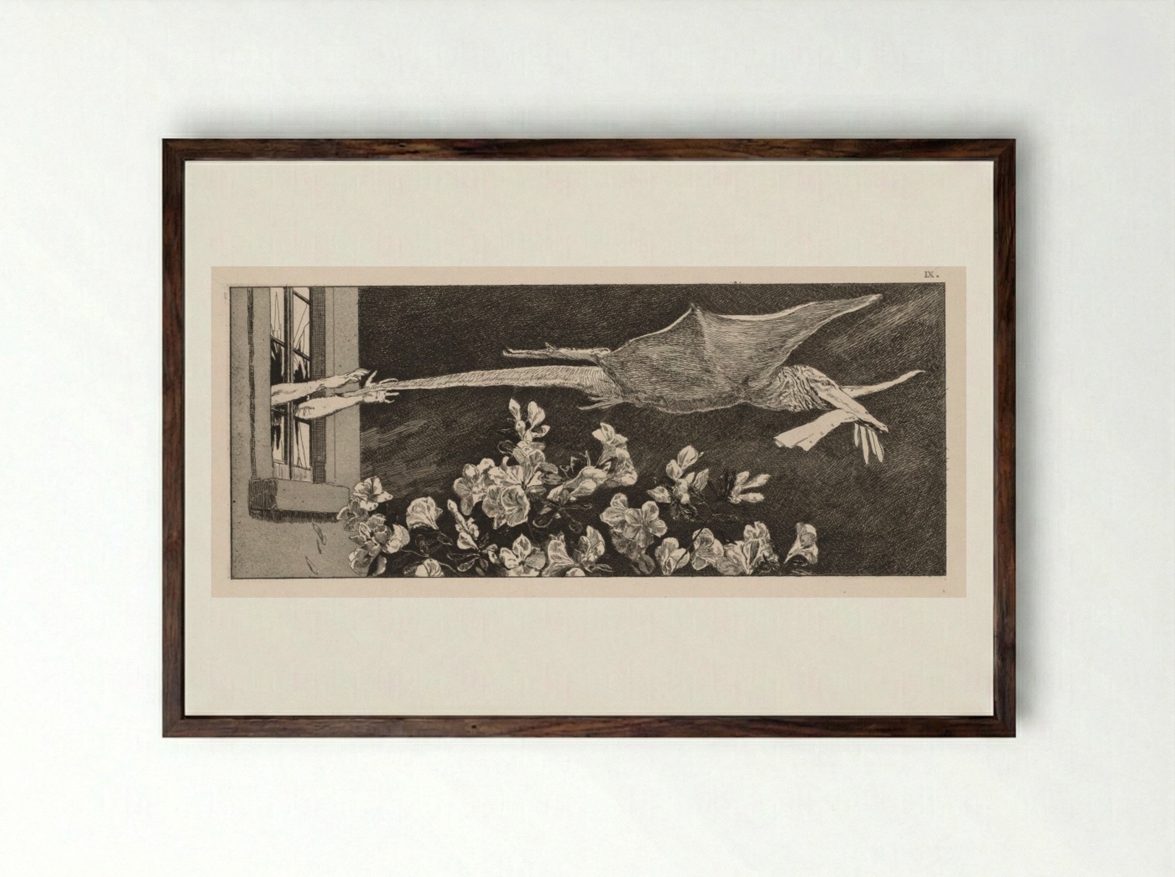 A Glove: The Abduction - Max Klinger - Framed Print Dark Wood