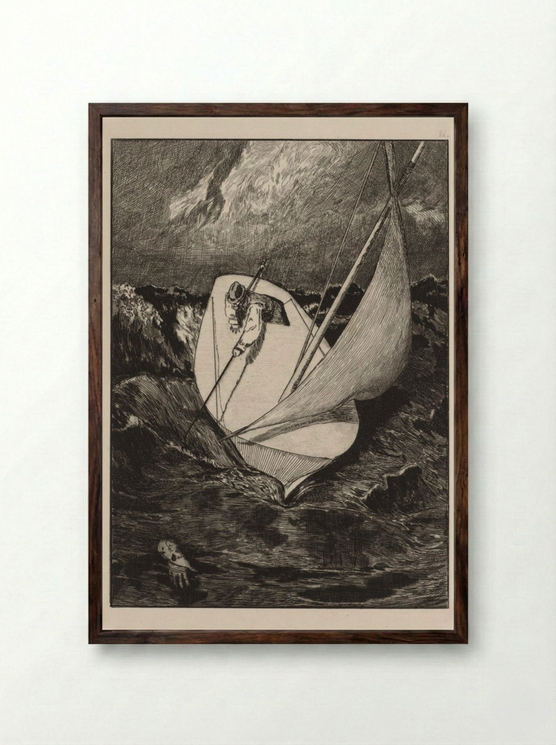 A Glove: The Rescue - Max Klinger - Framed Print Dark Wood