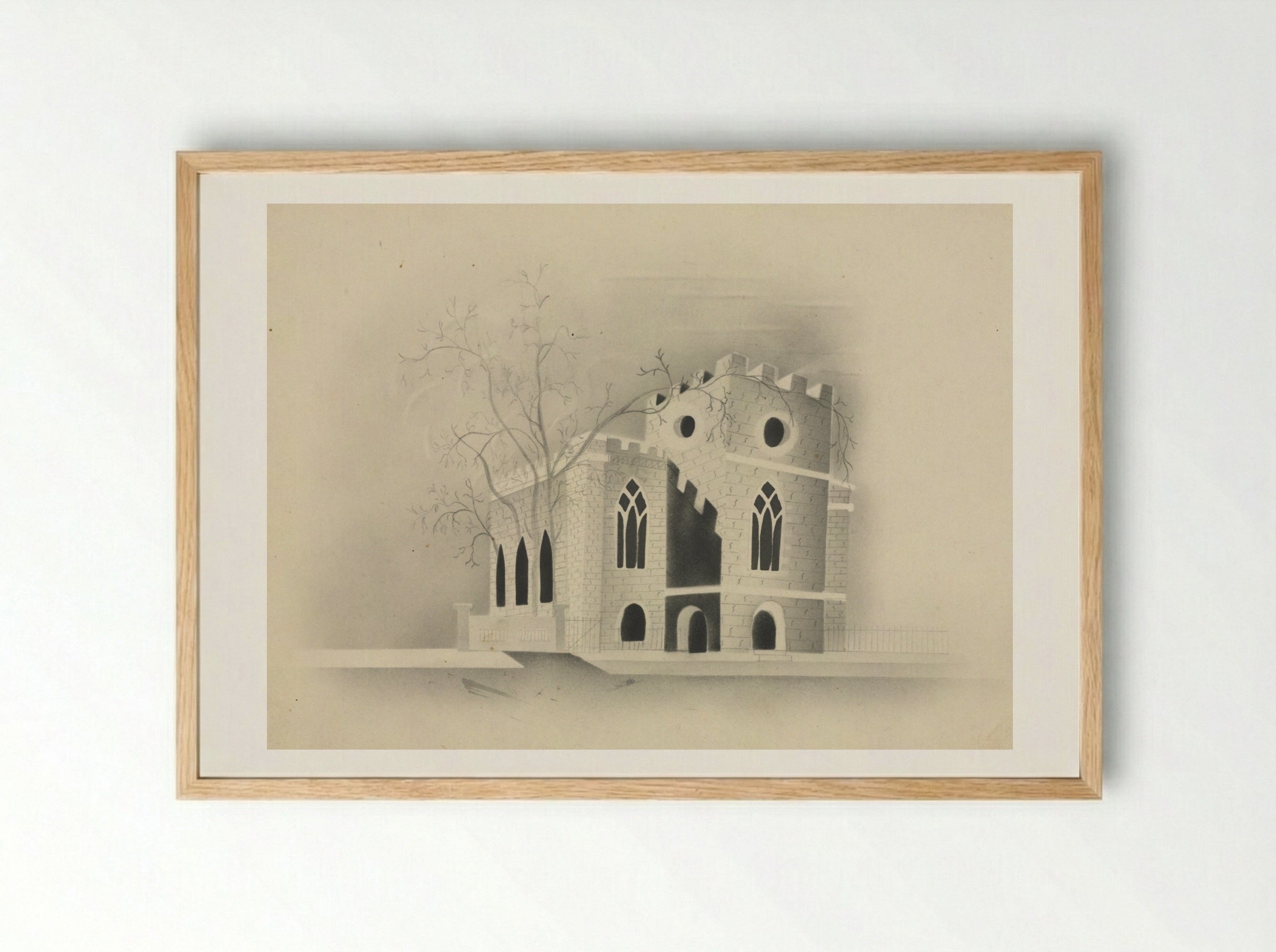 A Gothic Church by Moonlight - Mary Altha Nims - Framed Print Wood