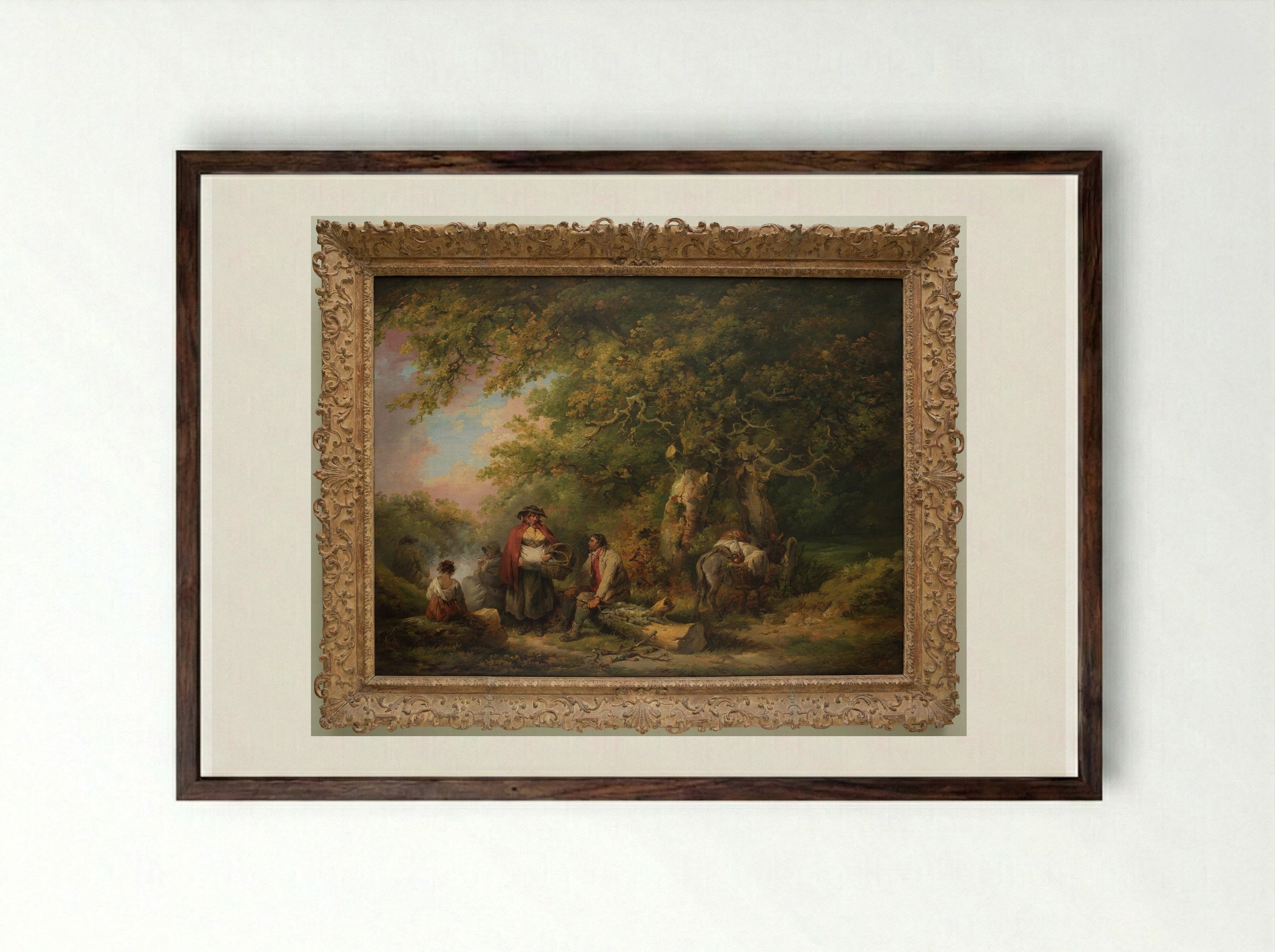A Gypsy Encampment - George Morland - Framed Print Dark Wood
