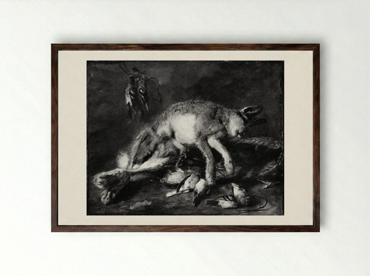 A Hare and Birds - Jan Fyt - Framed Print Dark Wood