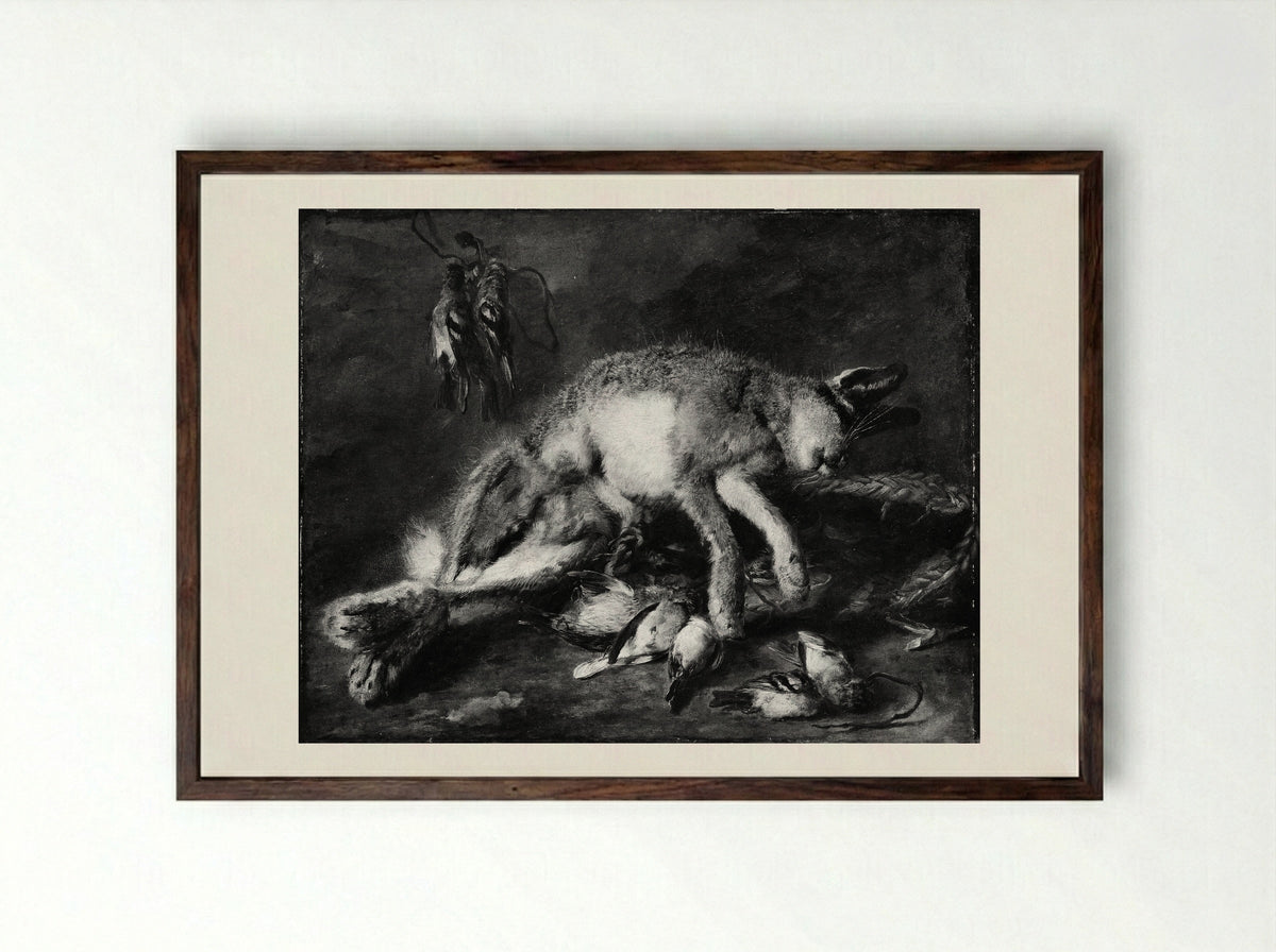 A Hare and Birds - Jan Fyt - Framed Print Dark Wood