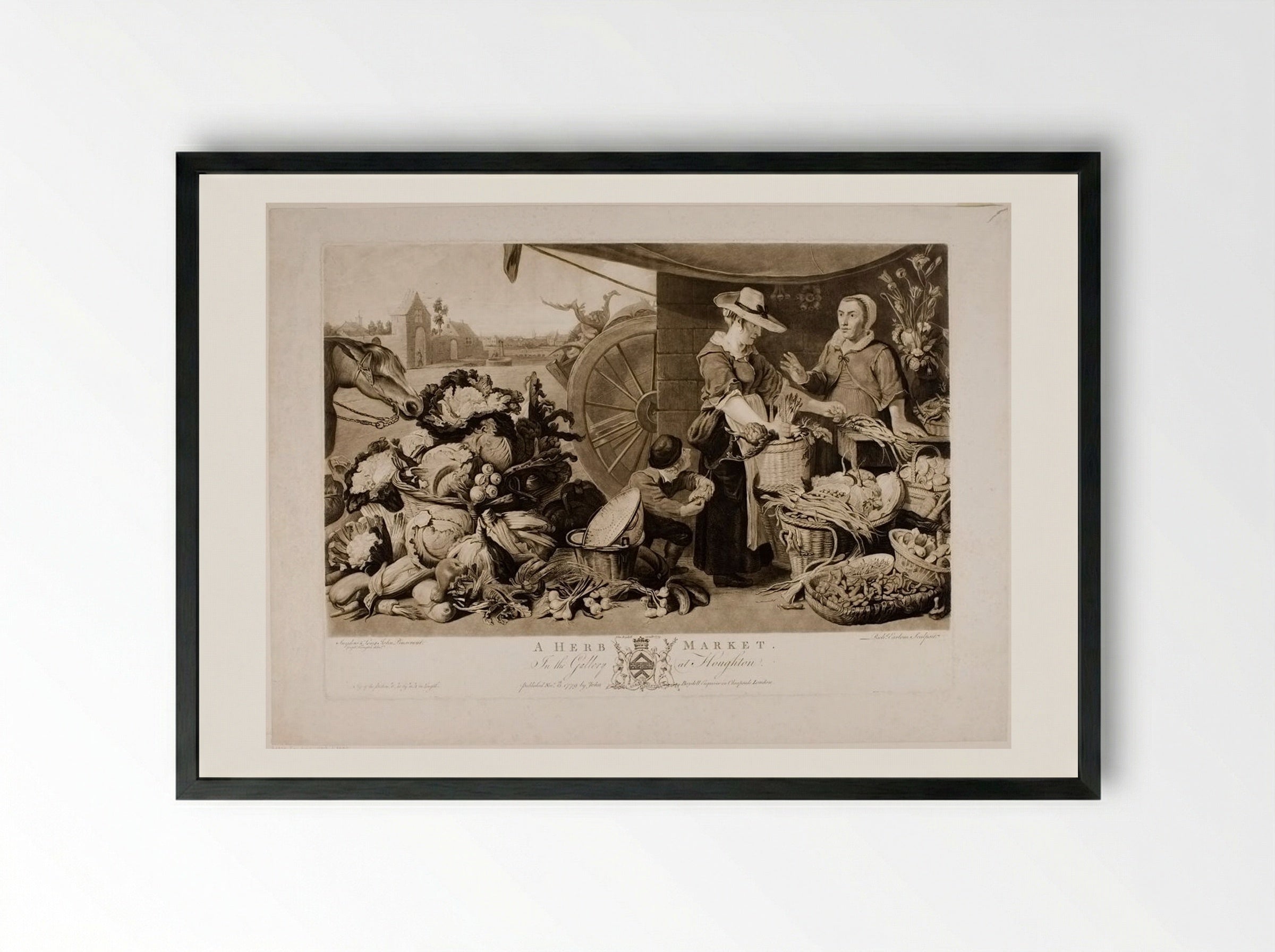 A Herb Market - Richard Earlom - Framed Print Black