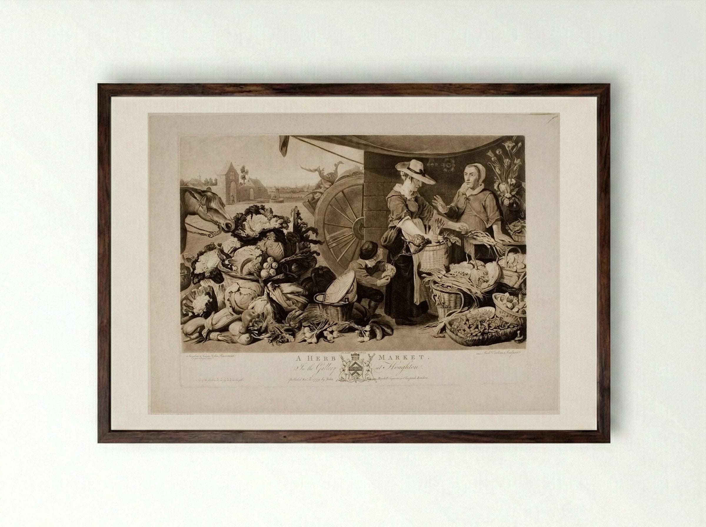 A Herb Market - Richard Earlom - Framed Print Dark Wood