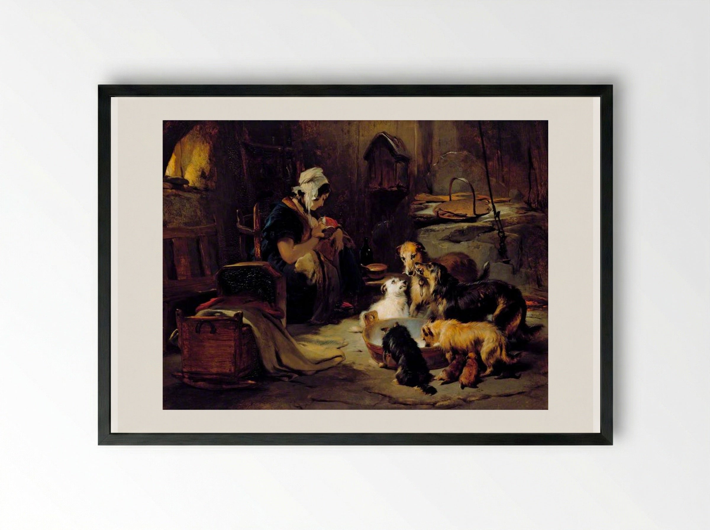 A Highland Breakfast - Edwin Henry Landseer - Framed Print Black