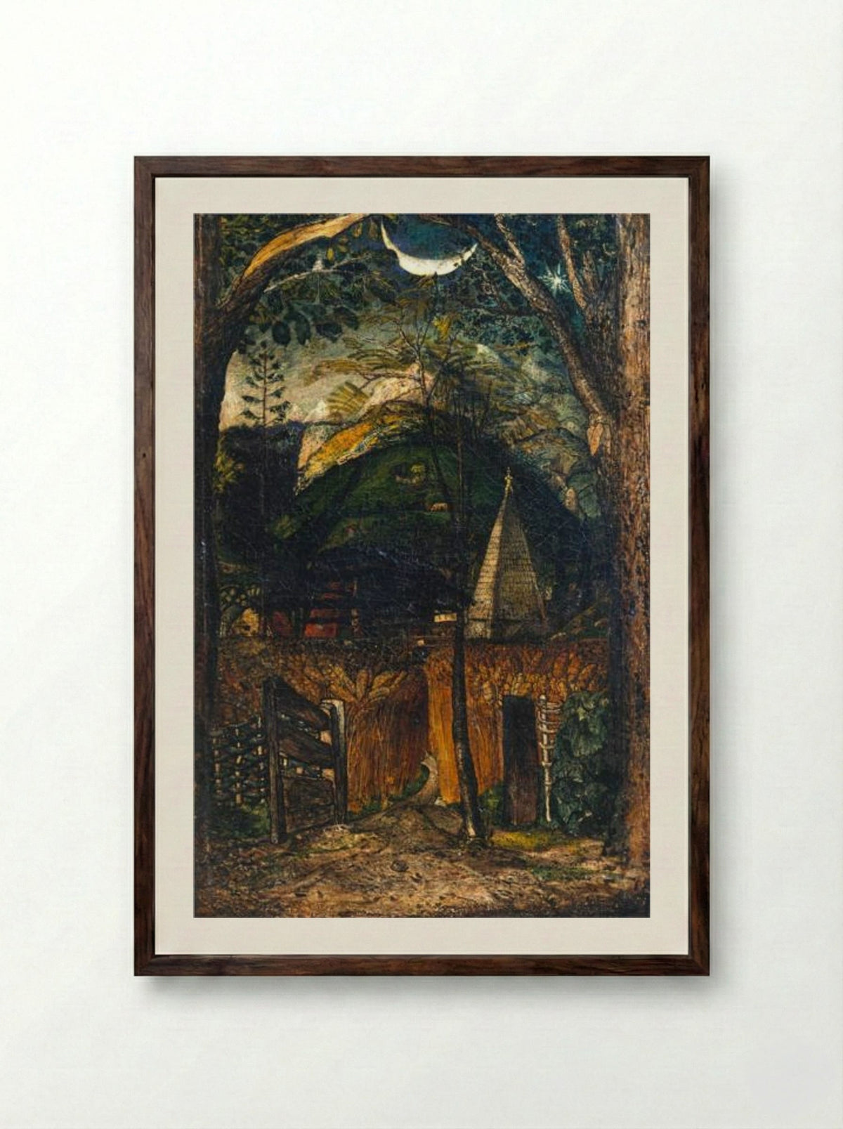 A Hilly Scene - Samuel Palmer - Framed Print Dark Wood
