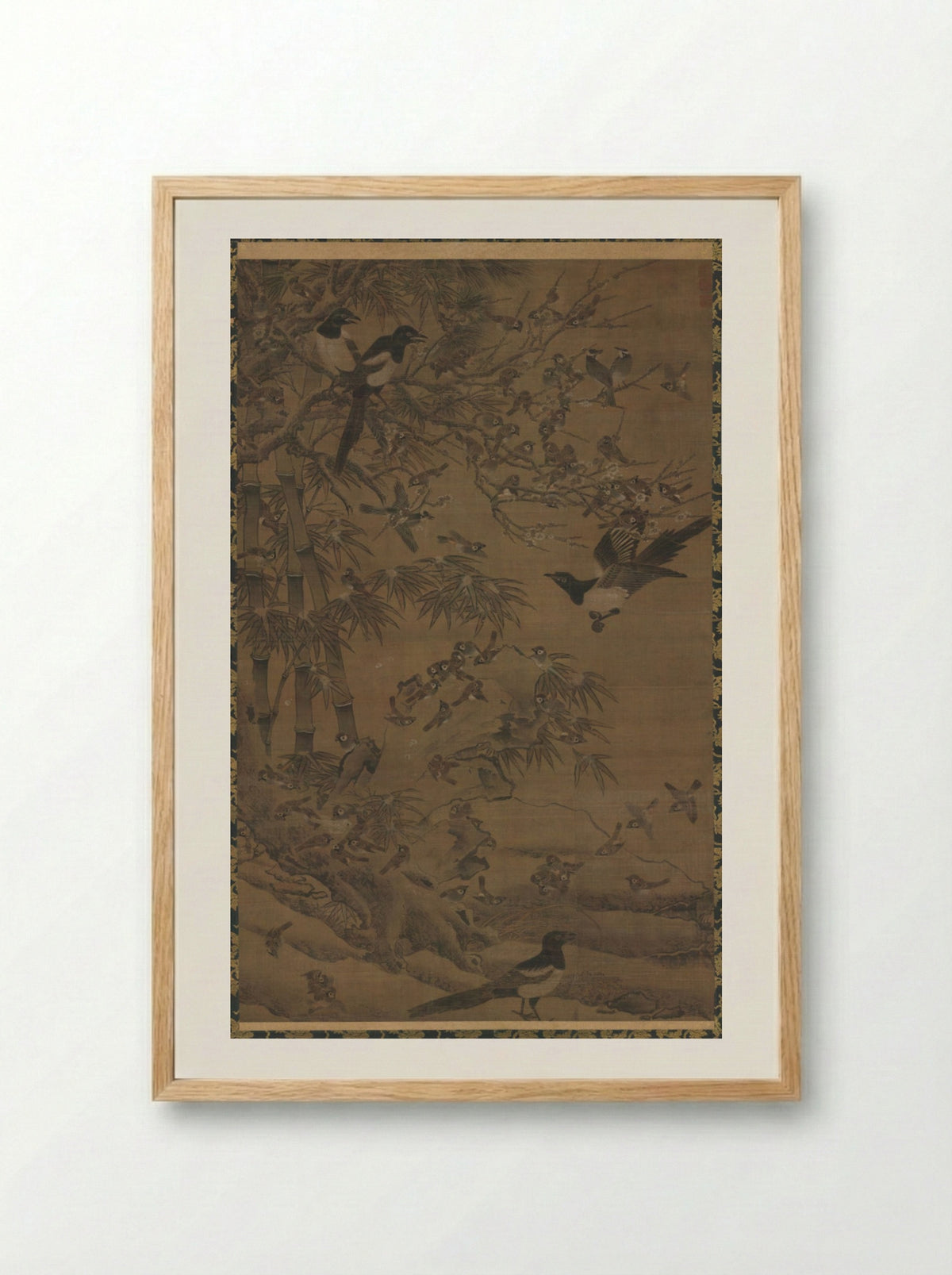 A Hundred Birds and the Three Friends - Bian Wenjin - Framed Print Wood