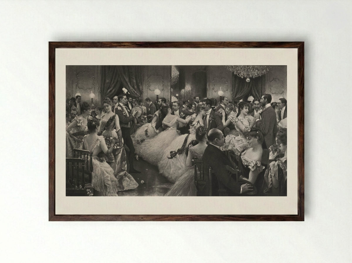 A Hunt Ball - Julius LeBlanc Stewart - Framed Print Dark Wood