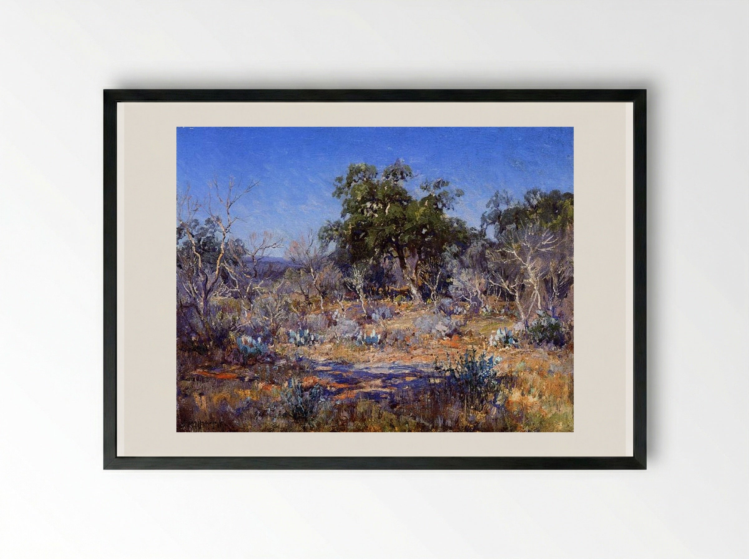 A January Day in the Brush Country - Robert Julian Onderdonk - Framed Print Black