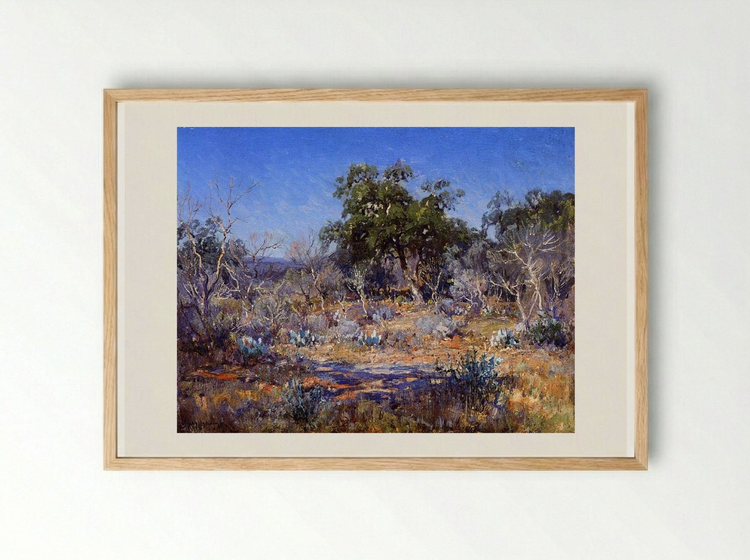 A January Day in the Brush Country - Robert Julian Onderdonk - Framed Print Wood