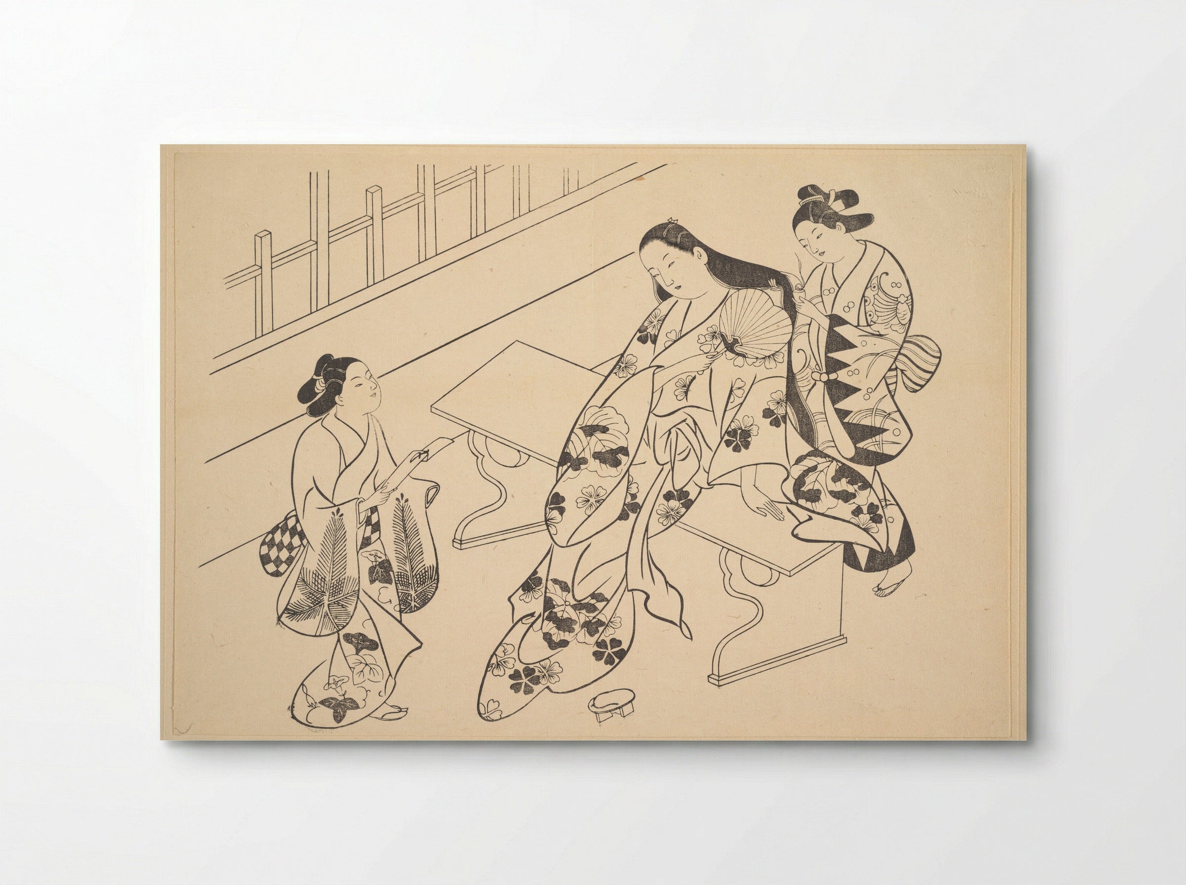 A Kamuro is Shown Bringing a Love Letter to Her Mistress - Okumura Masanobu - Poster