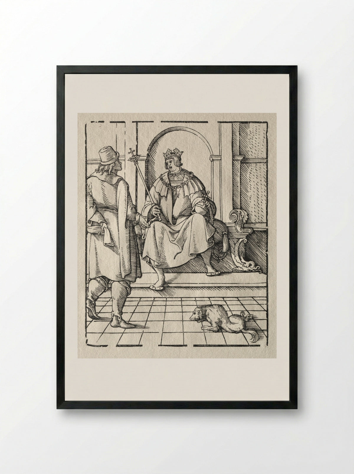 A King Enthroned - Peter Flötner - Framed Print Black