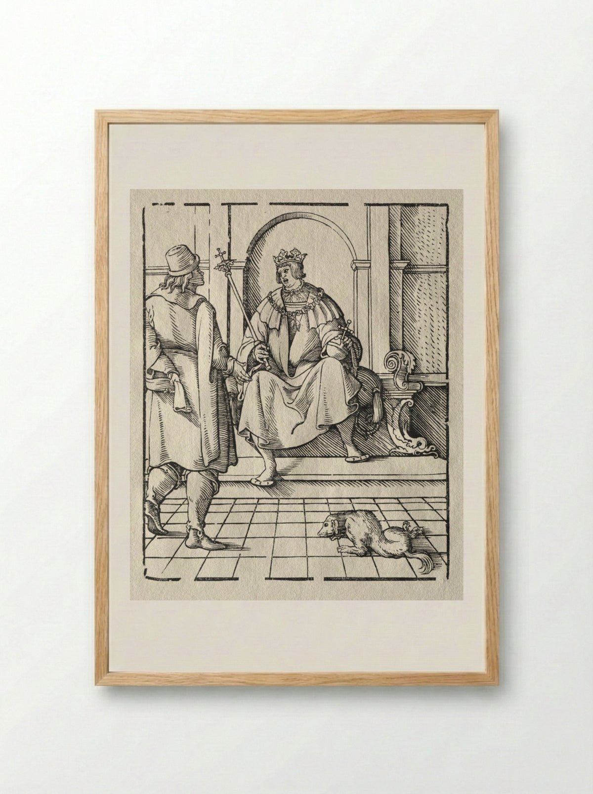 A King Enthroned - Peter Flötner - Framed Print Wood
