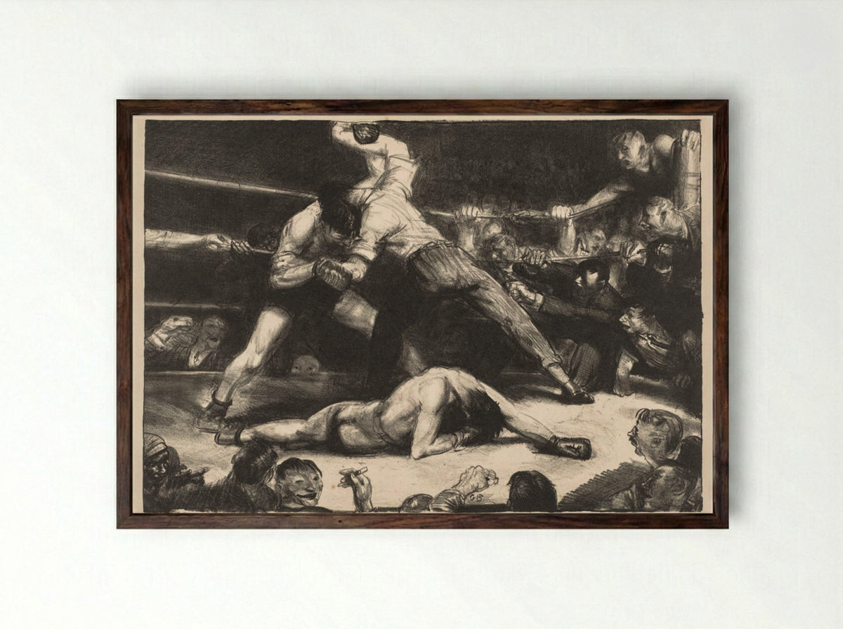 A Knockout - George Bellows - Framed Print Dark Wood