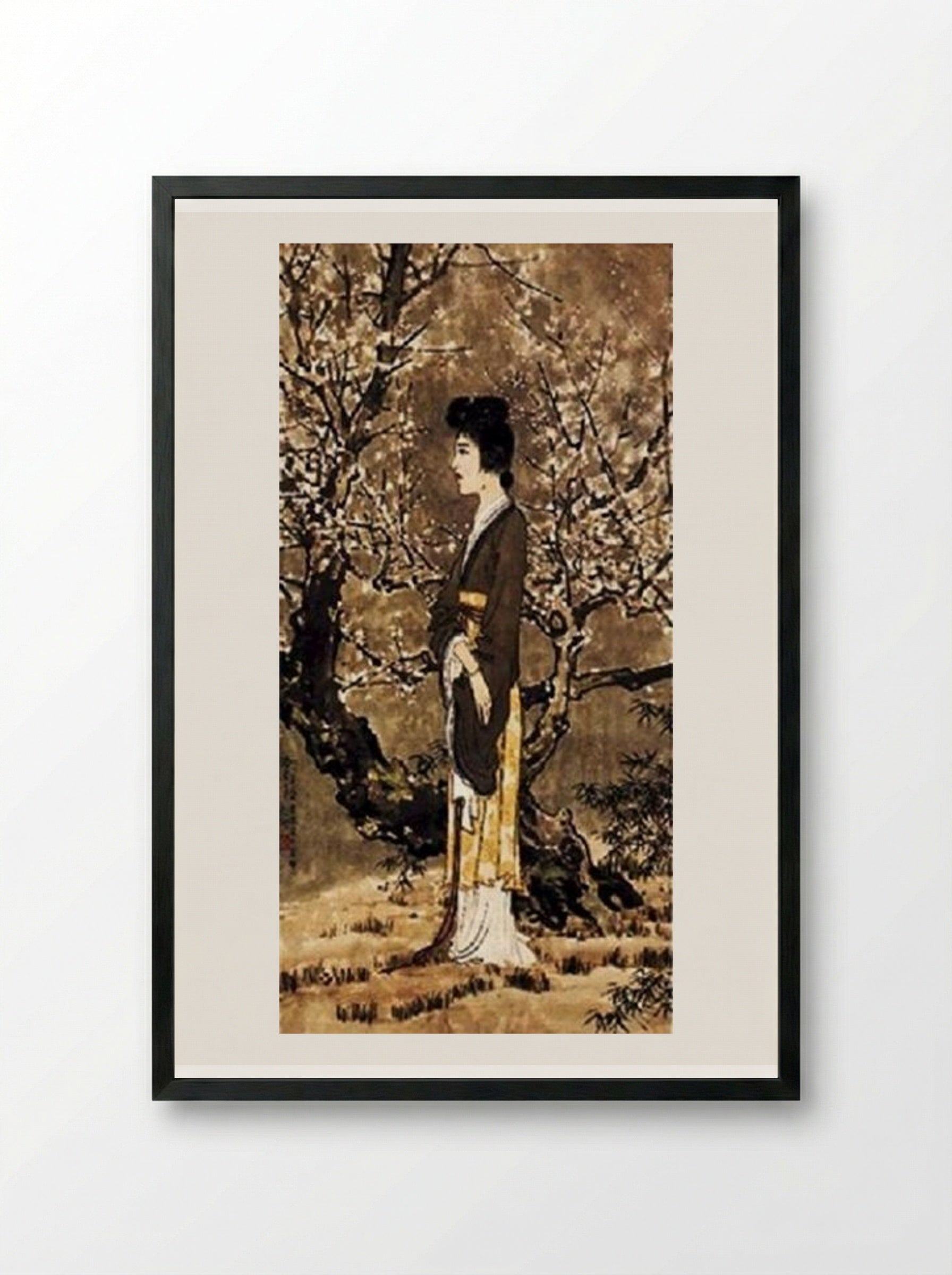 A Lady in a Tang Poem - Xu Beihong - Framed Print Black