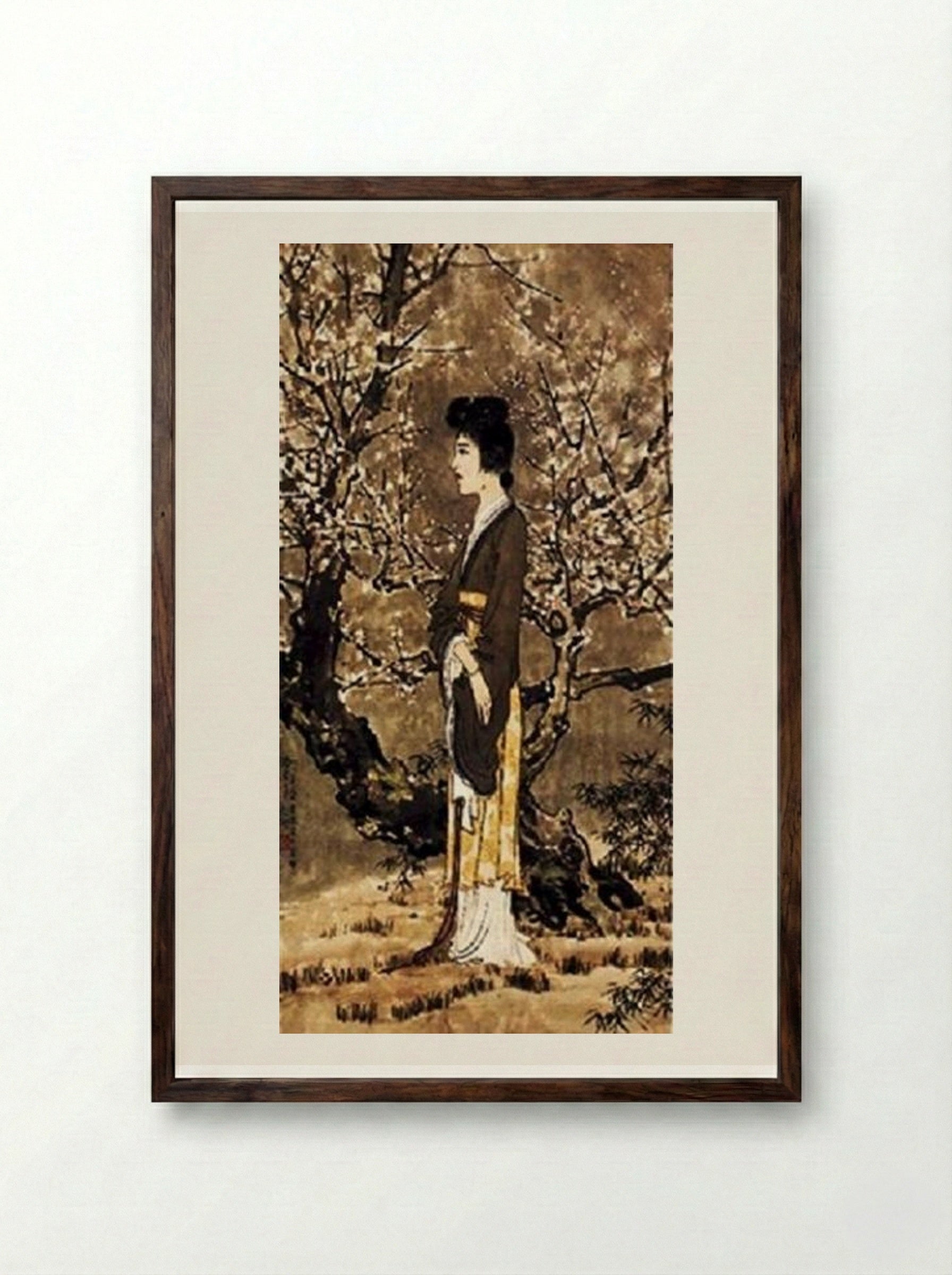 A Lady in a Tang Poem - Xu Beihong - Framed Print Dark Wood