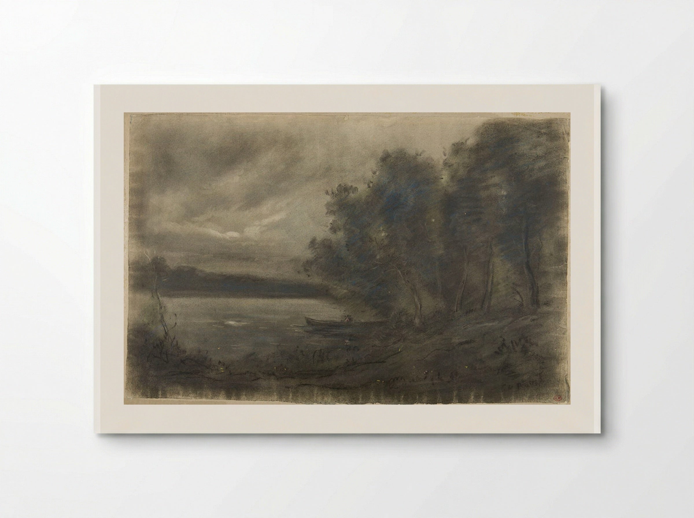 A Lake with a Man in a Boat - Jean-Baptiste-Camille Corot - Poster