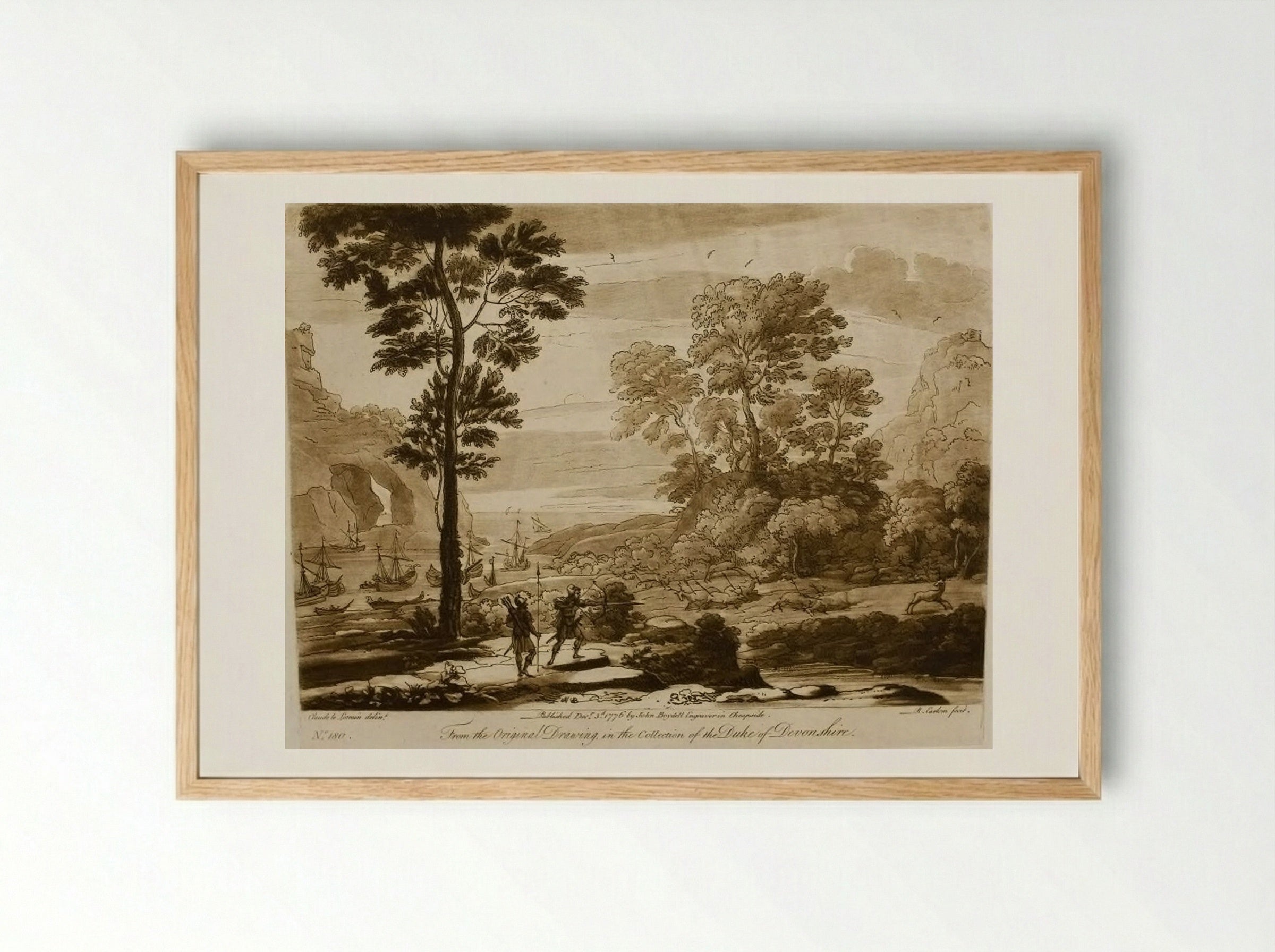 A Landscape with Aeneas Shooting Deer - Richard Earlom - Framed Print Wood