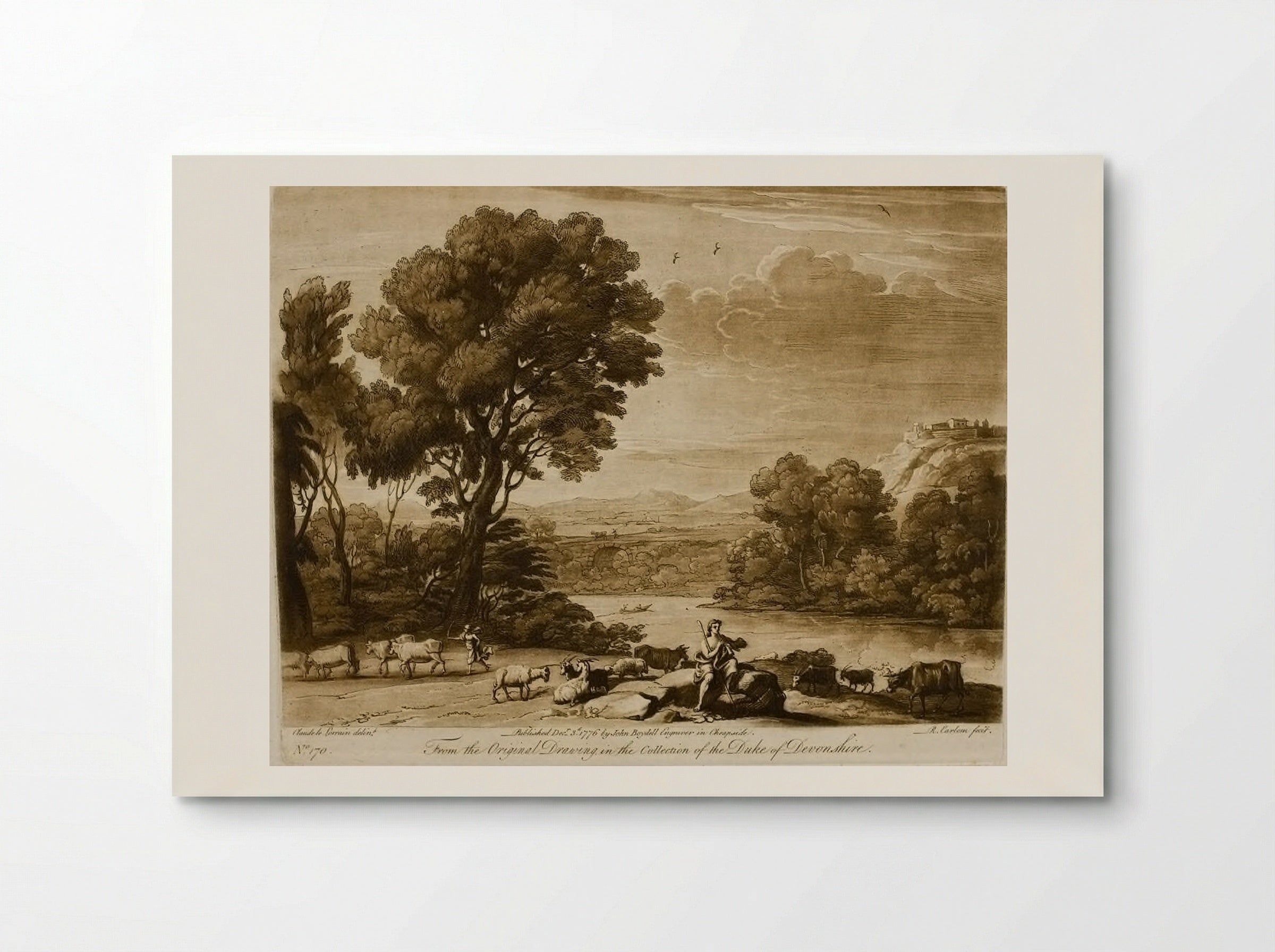 A Landscape, with Cattle, and with Mercury and Battus - Richard Earlom - Poster