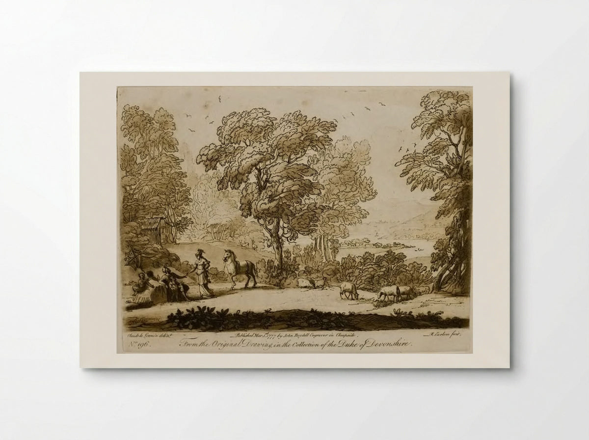A Landscape, with Figures and Cattle, Erminia and the Old Shepherd - Richard Earlom - Poster