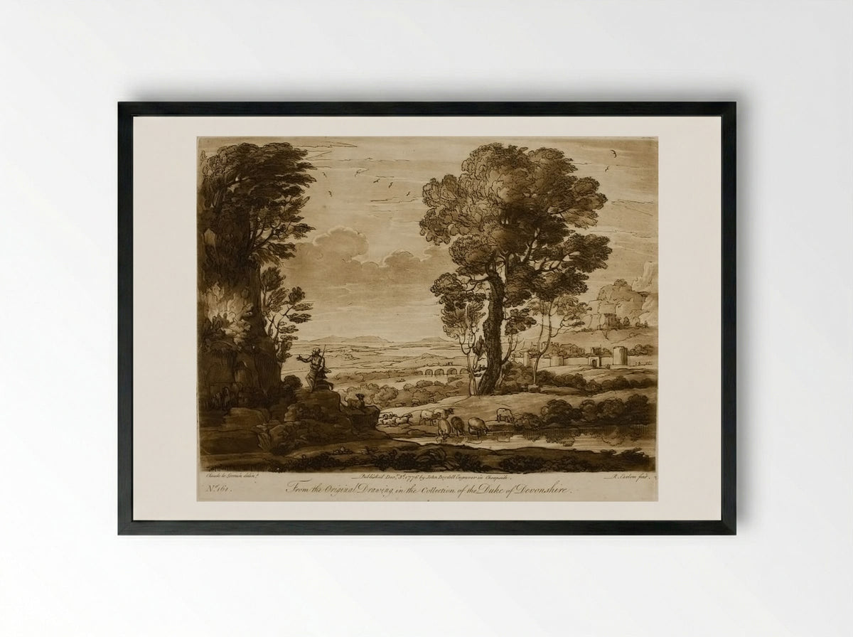 A Landscape, with Moses and the Burning Bush - Richard Earlom - Framed Print Black
