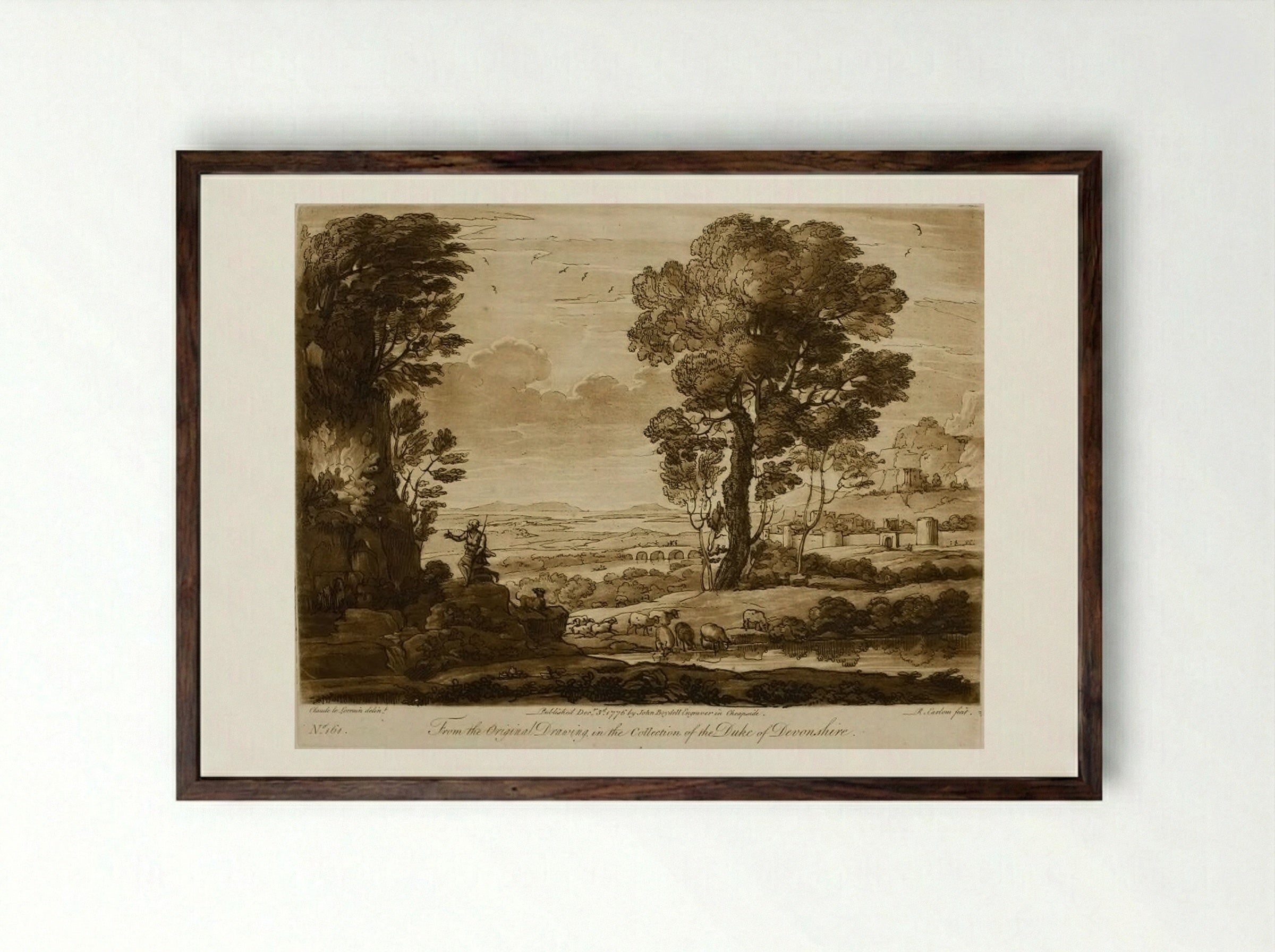 A Landscape, with Moses and the Burning Bush - Richard Earlom - Framed Print Dark Wood