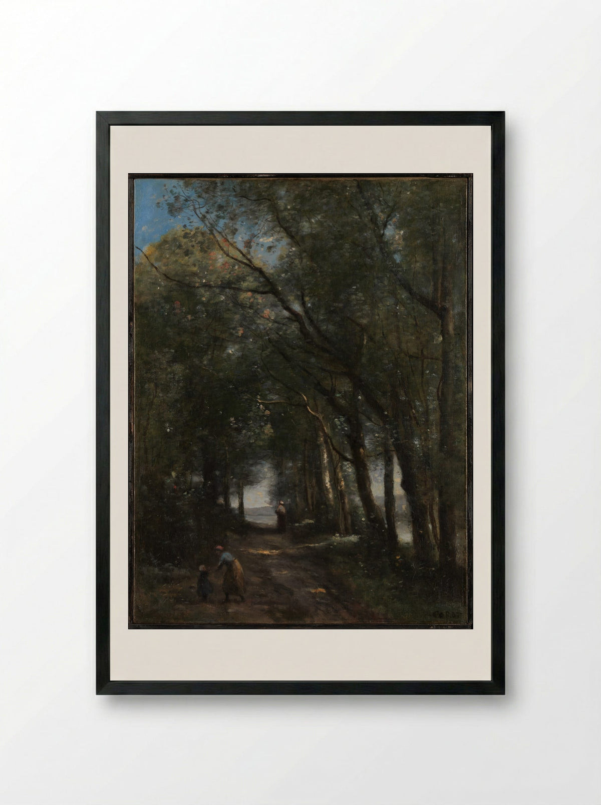 A Lane through the Trees - Camille Corot - Framed Print Black