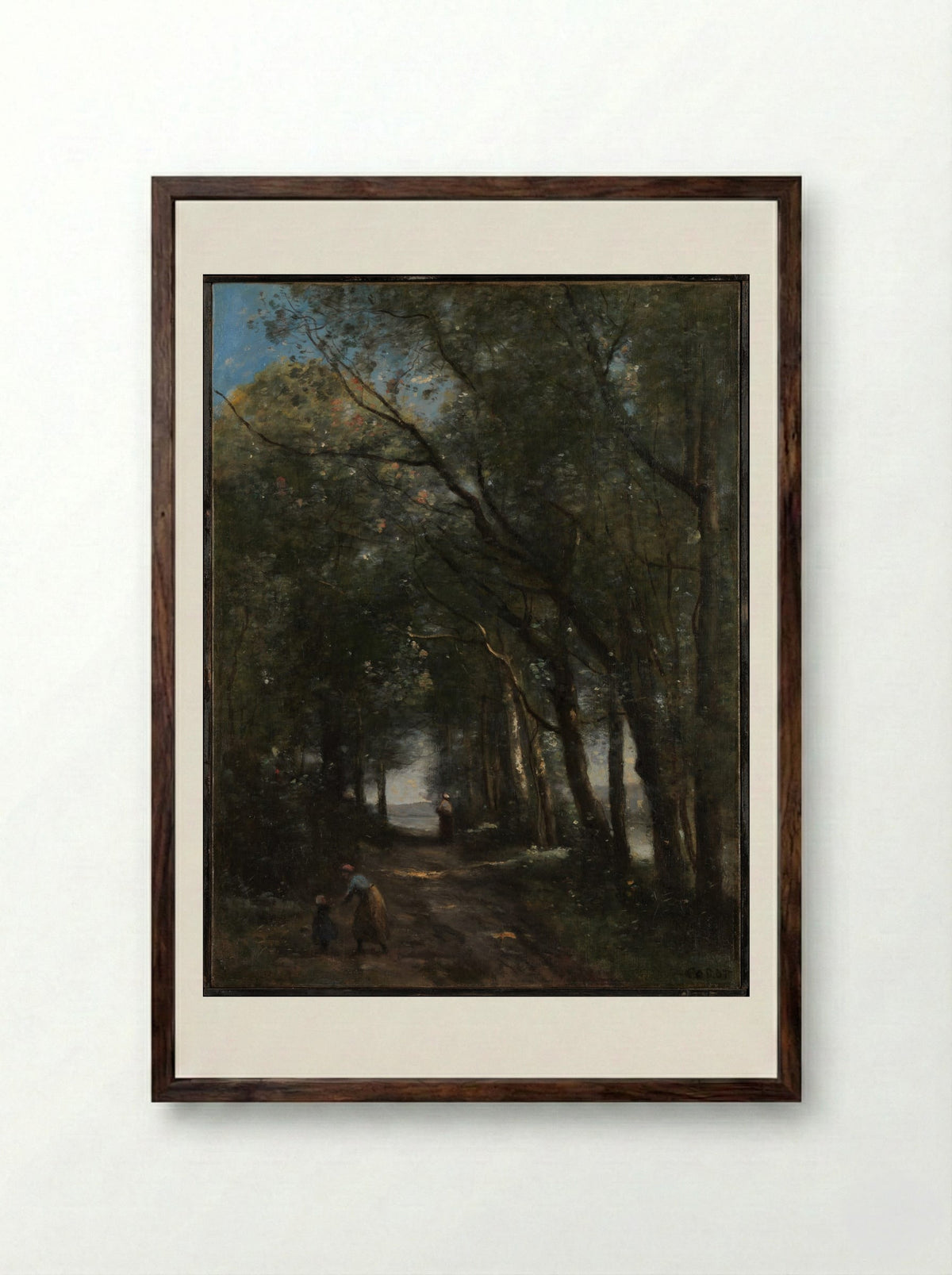 A Lane through the Trees - Camille Corot - Framed Print Dark Wood