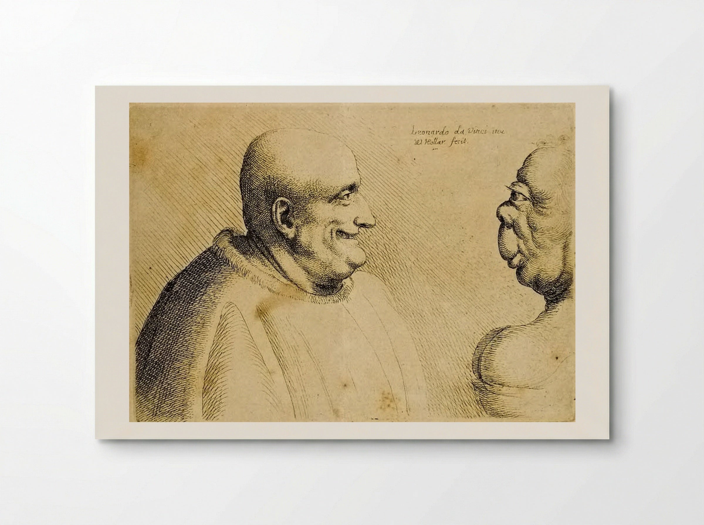 A Large Man with a Bald Head Facing a Grotesque Female - Wenceslaus Hollar - Poster
