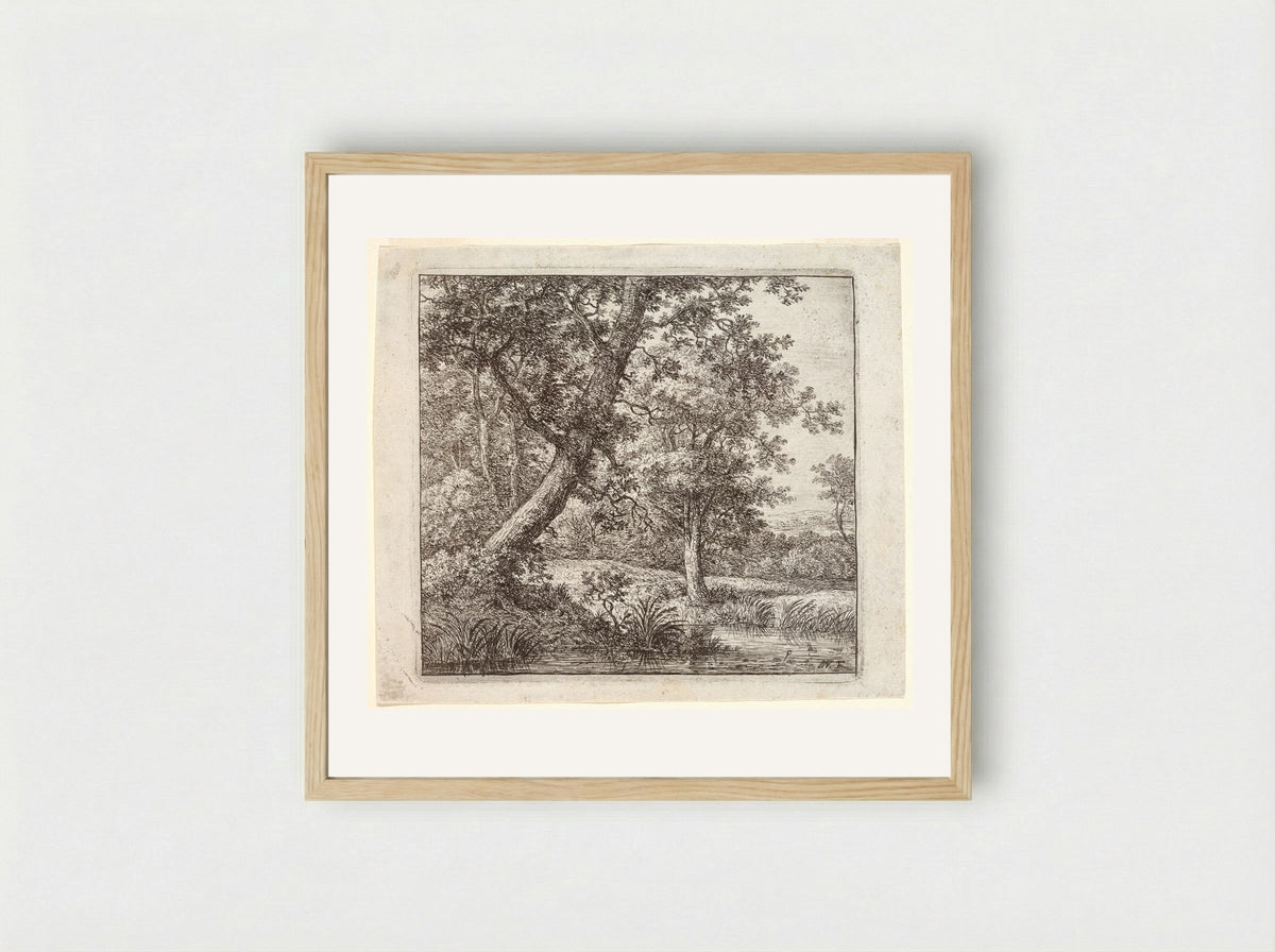 A Leaning Tree - Anthonie Waterloo - Framed Print Wood