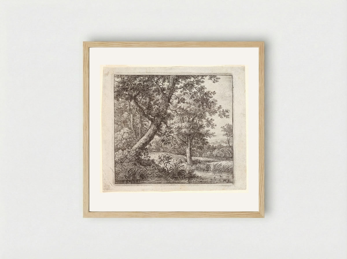 A Leaning Tree - Anthonie Waterloo - Framed Print Wood