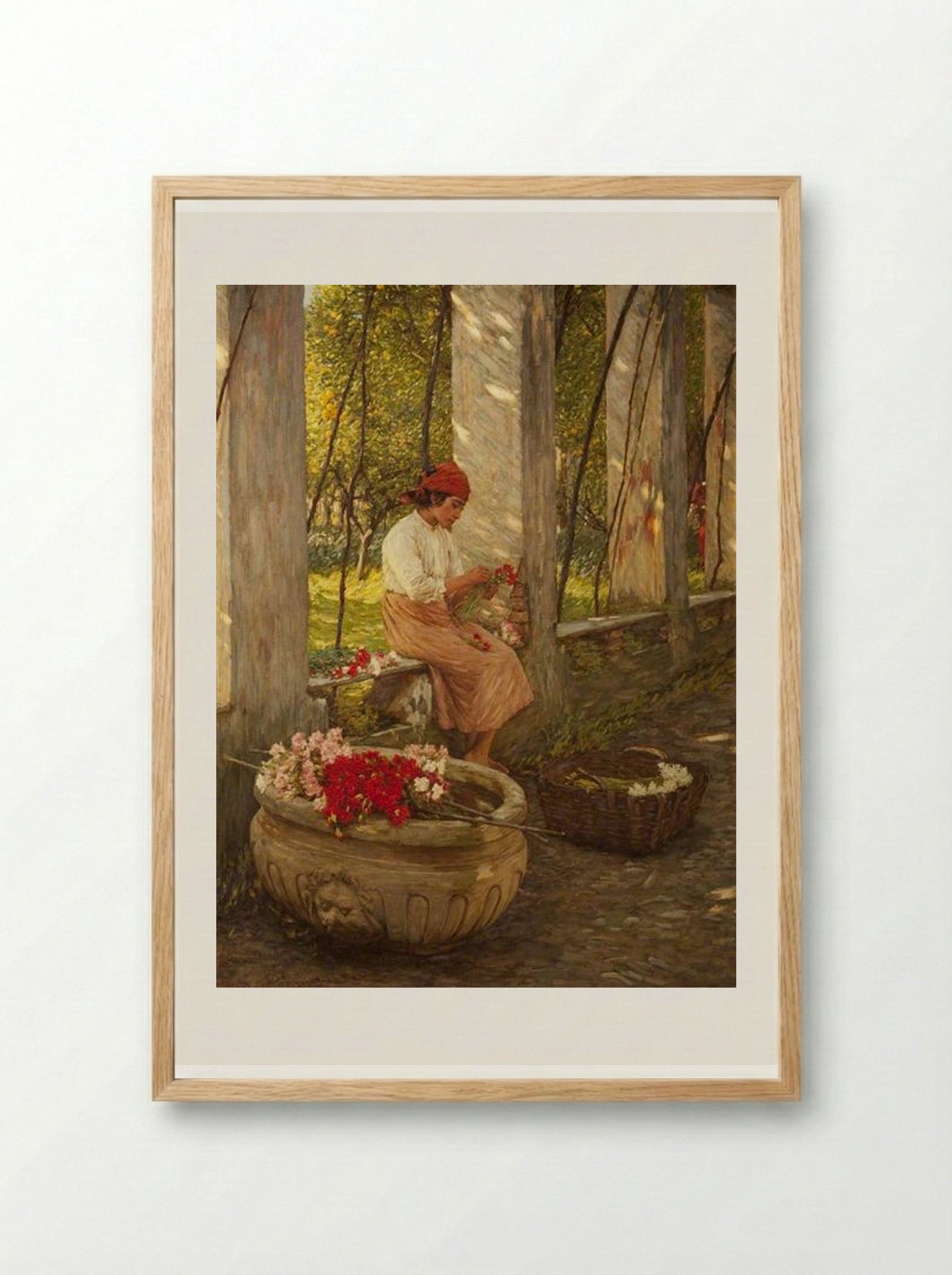 A Ligurian Flower Girl - Henry Herbert La Thangue - Framed Print Wood