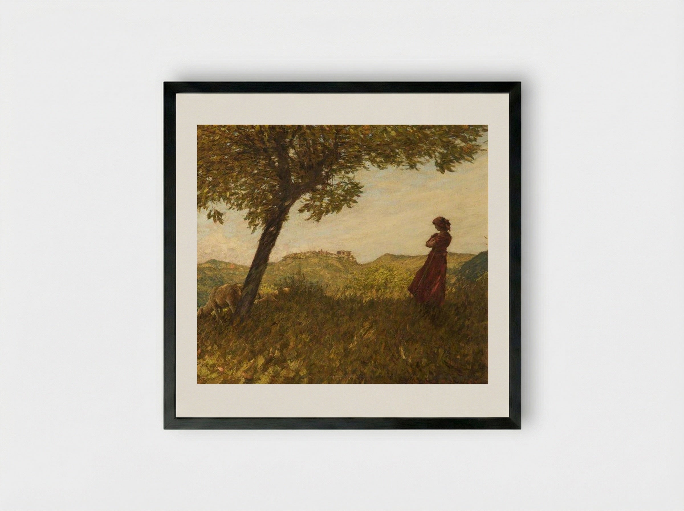 A Ligurian Shepherdess - Henry Herbert La Thangue - Framed Print Black