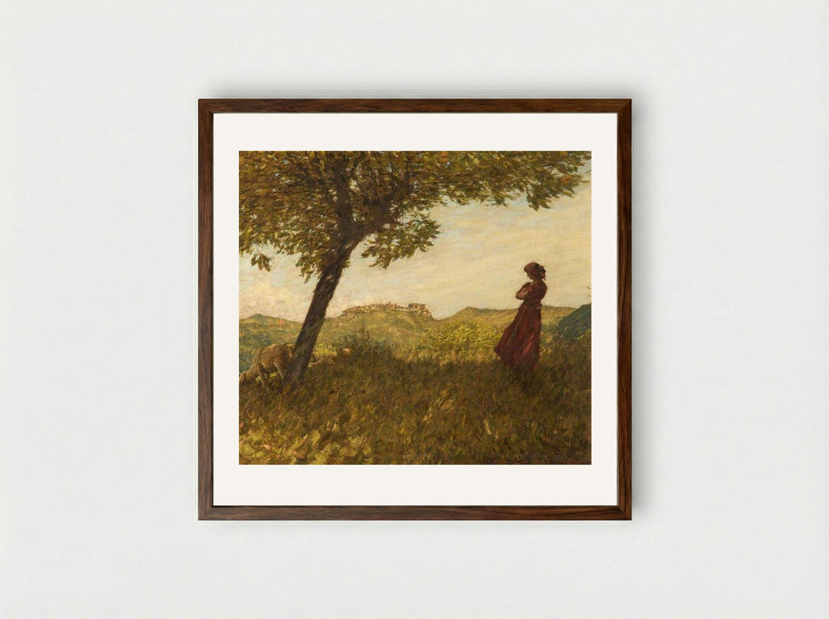 A Ligurian Shepherdess - Henry Herbert La Thangue - Framed Print Dark Wood