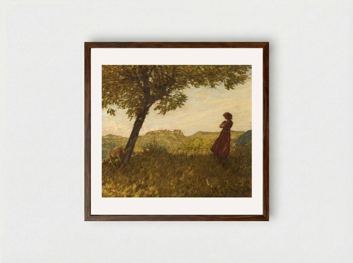 A Ligurian Shepherdess - Henry Herbert La Thangue - Framed Print Dark Wood