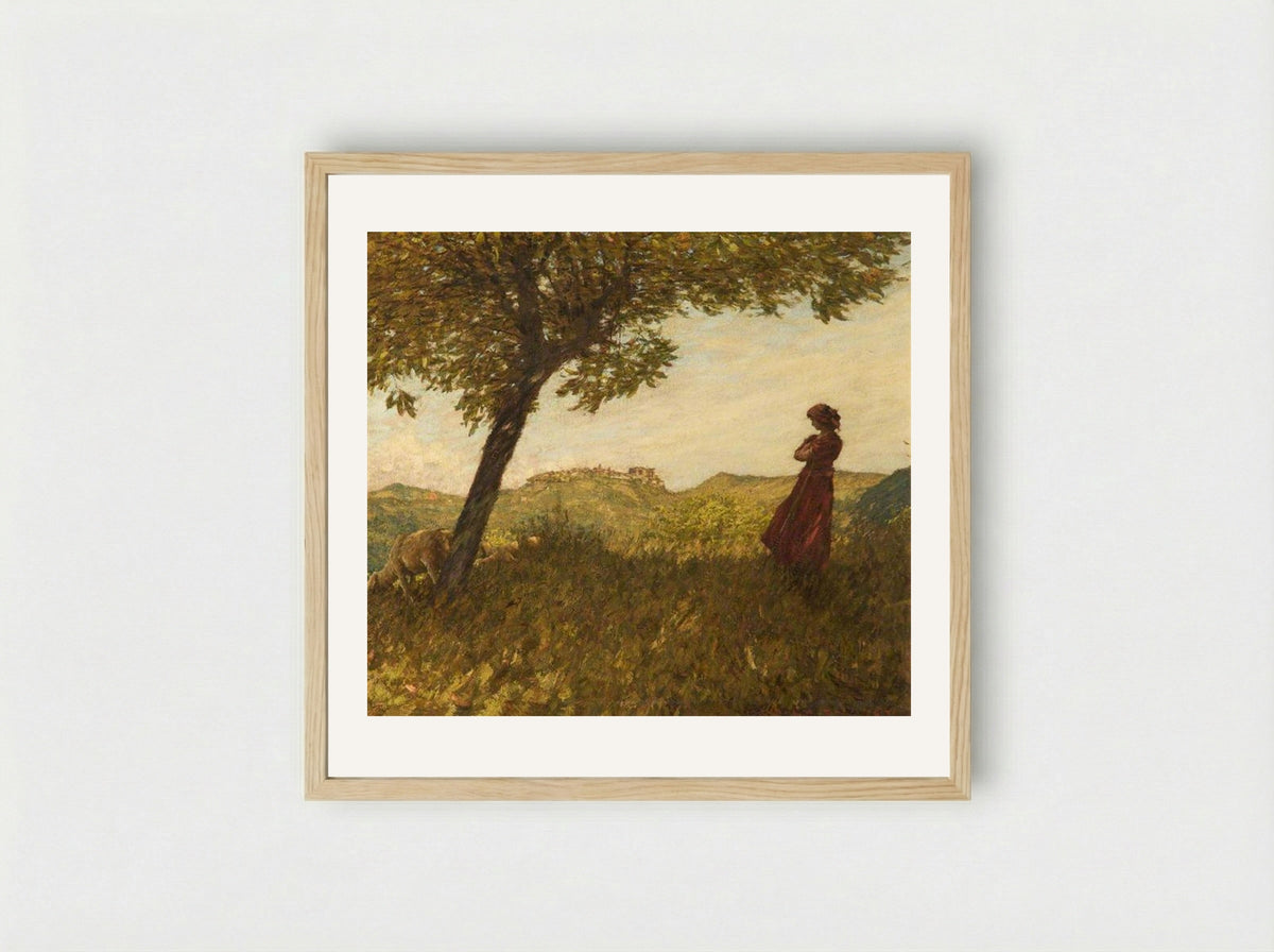A Ligurian Shepherdess - Henry Herbert La Thangue - Framed Print Wood