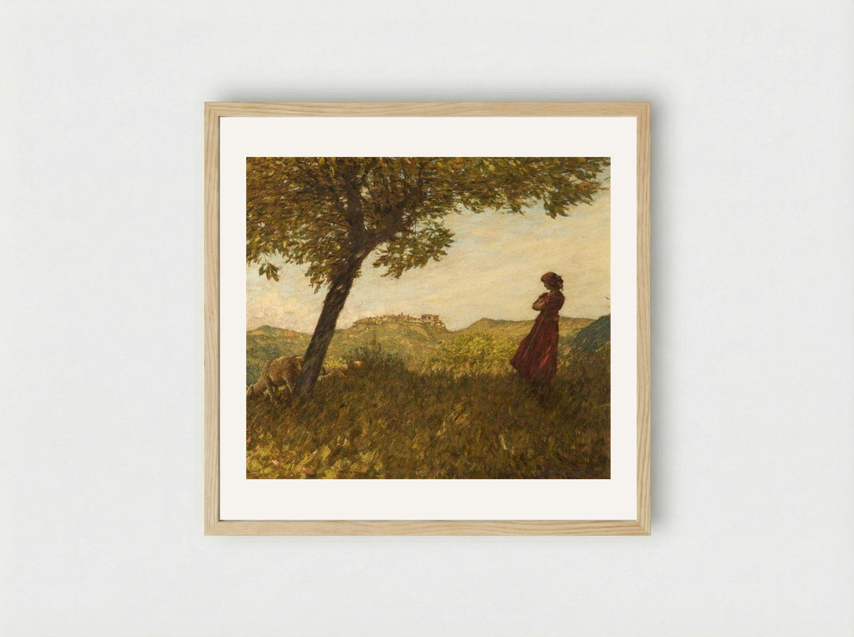 A Ligurian Shepherdess - Henry Herbert La Thangue - Framed Print Wood