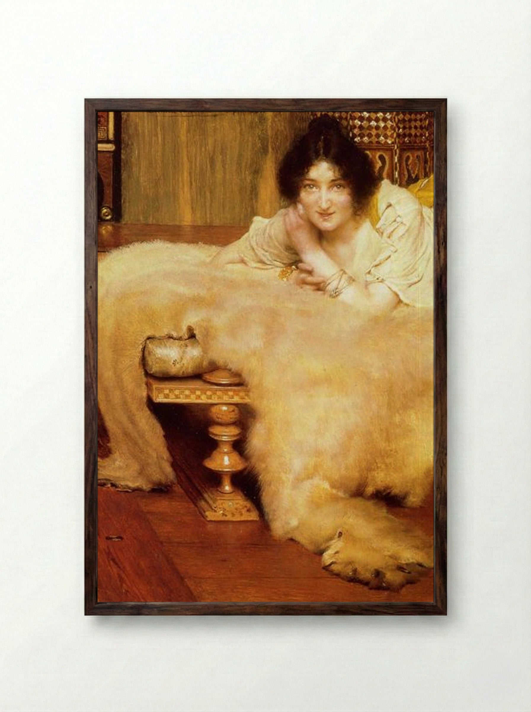 A Listener - Sir Lawrence Alma-Tadema - Framed Print Dark Wood