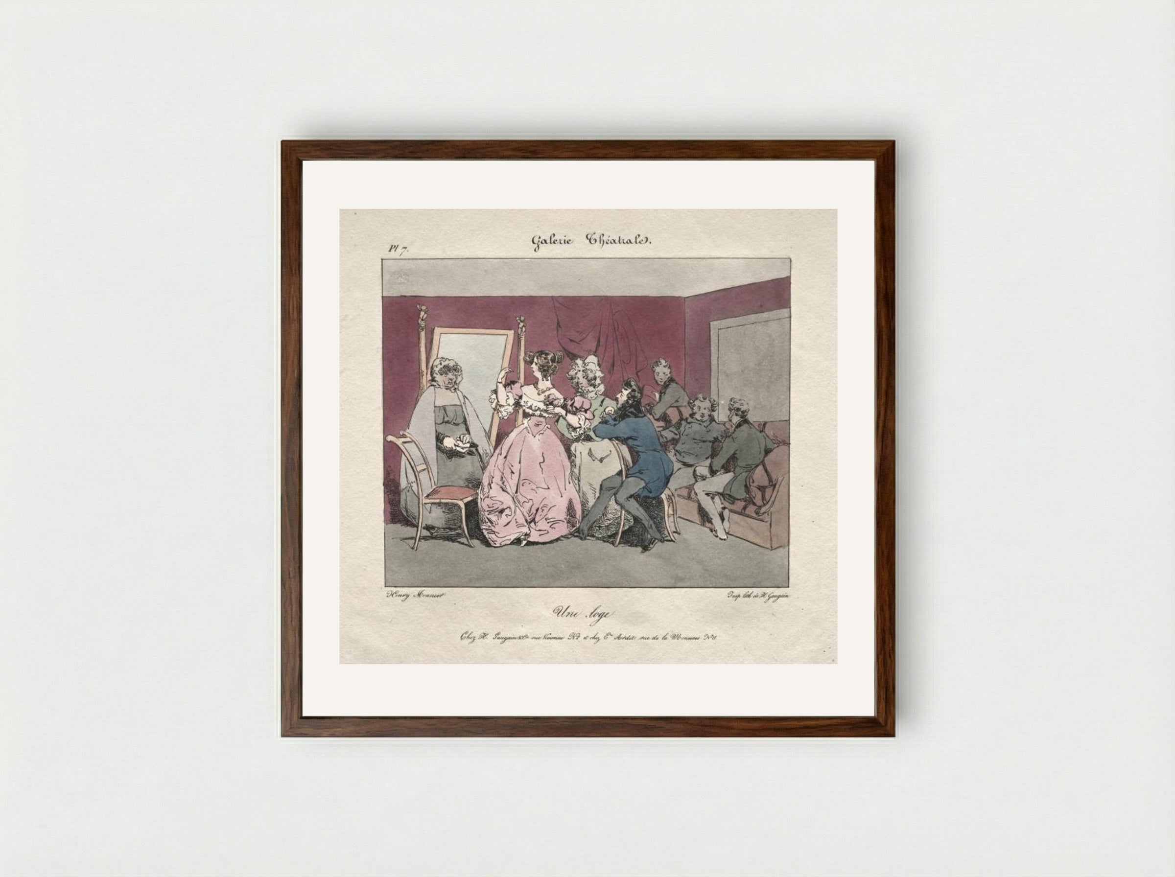 A Loge - Henry Bonaventure Monnier - Framed Print Dark Wood