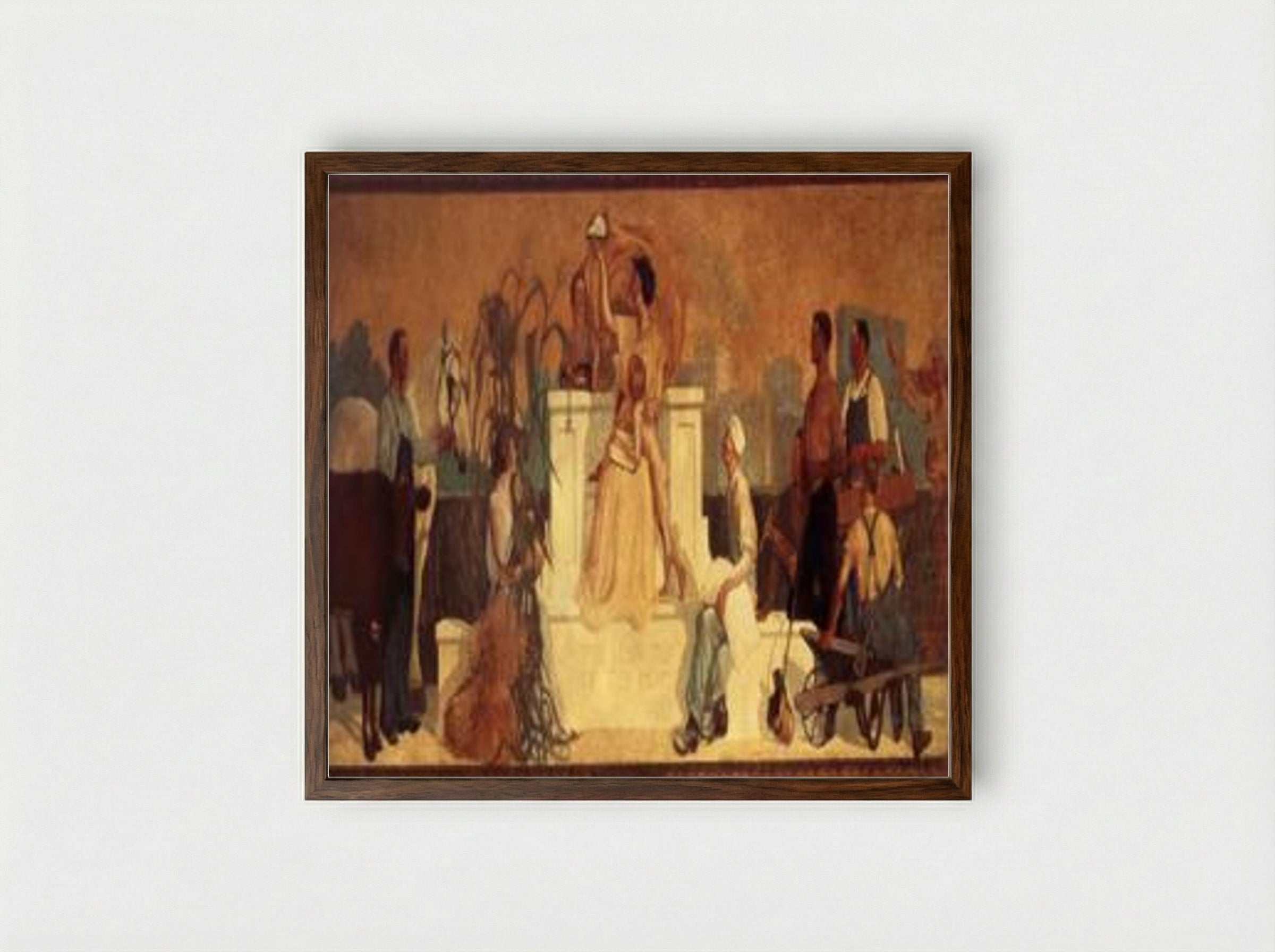 A Lust for Home - Grant Wood - Framed Print Dark Wood
