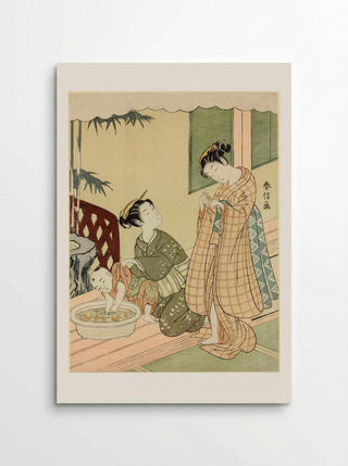 A Man and Two Women at a Teahouse at Wada no Ura Overlooking the Sea - Suzuki Harunobu