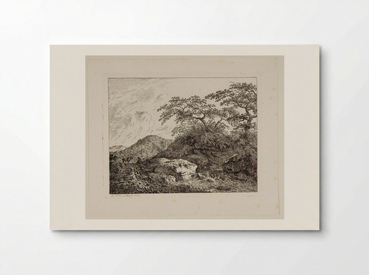 A Man and a Bull by the Side of a Stream - Johann Adam Friedrich Rauscher - Poster