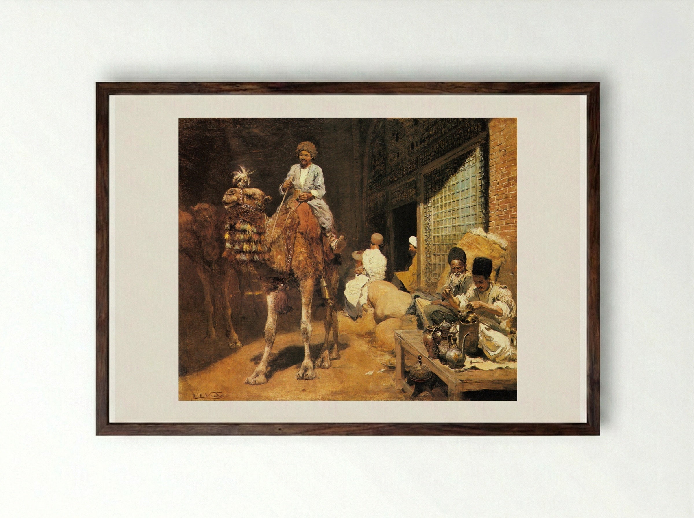A Marketplace in Ispahan - Edwin Lord Weeks - Framed Print Dark Wood