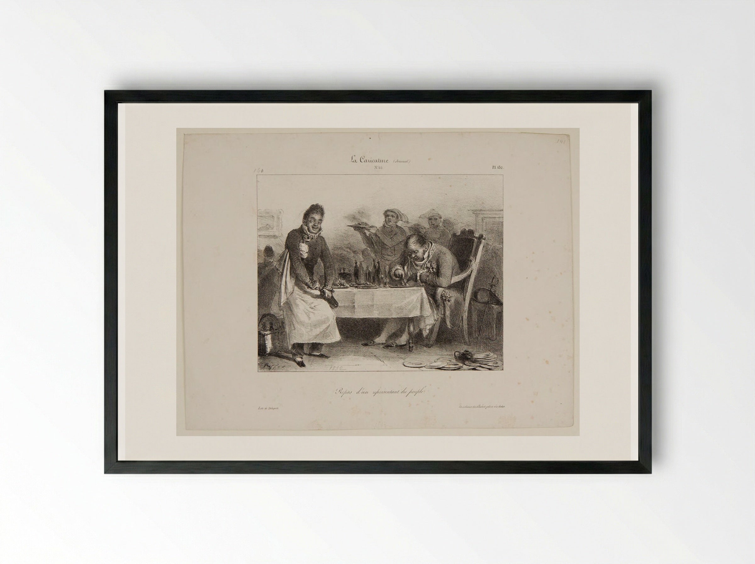 A Meal of the People's Representative - Denis-Auguste-Marie Raffet - Framed Print Black