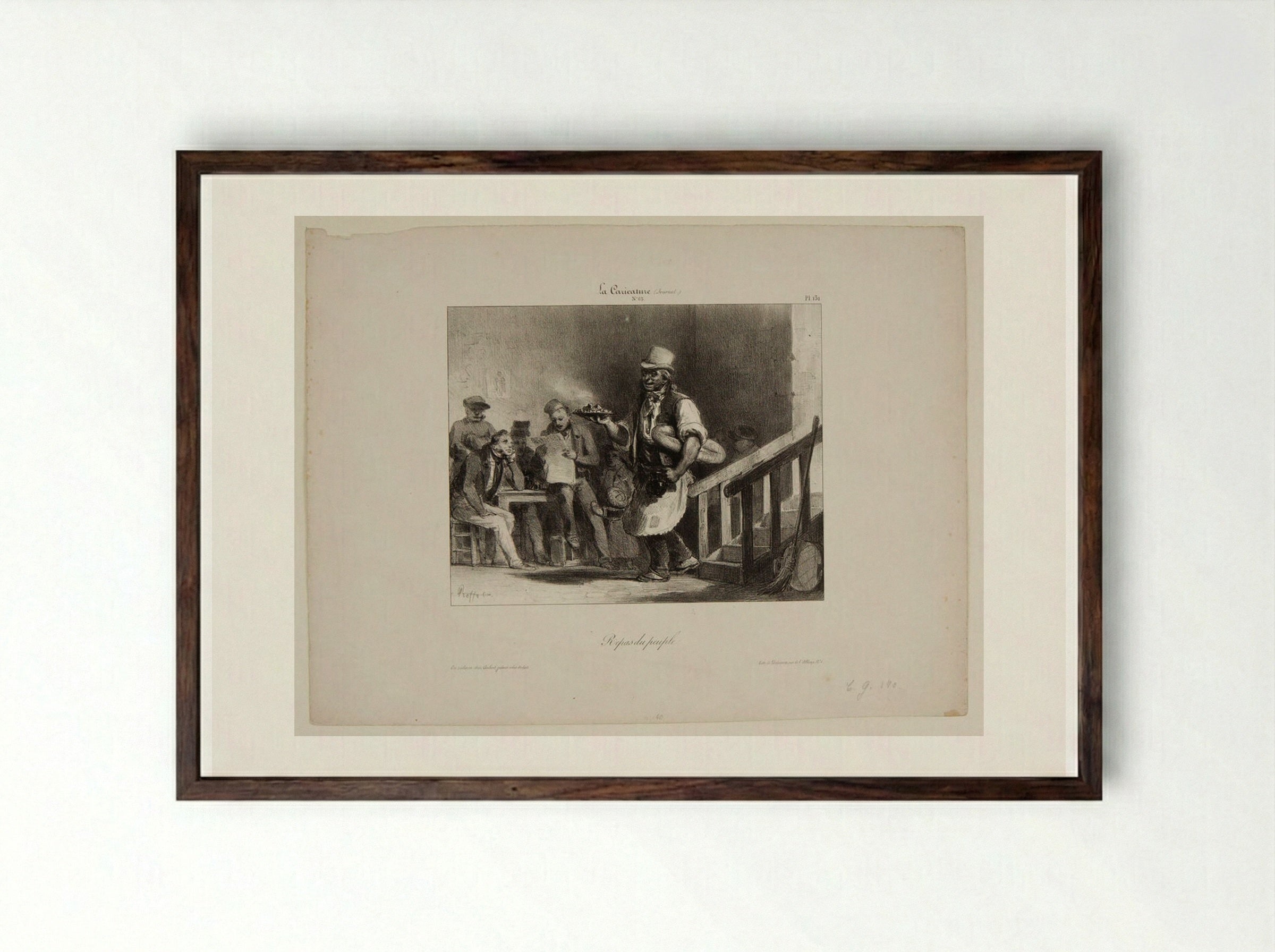 A Meal of the People - Denis-Auguste-Marie Raffet - Framed Print Dark Wood