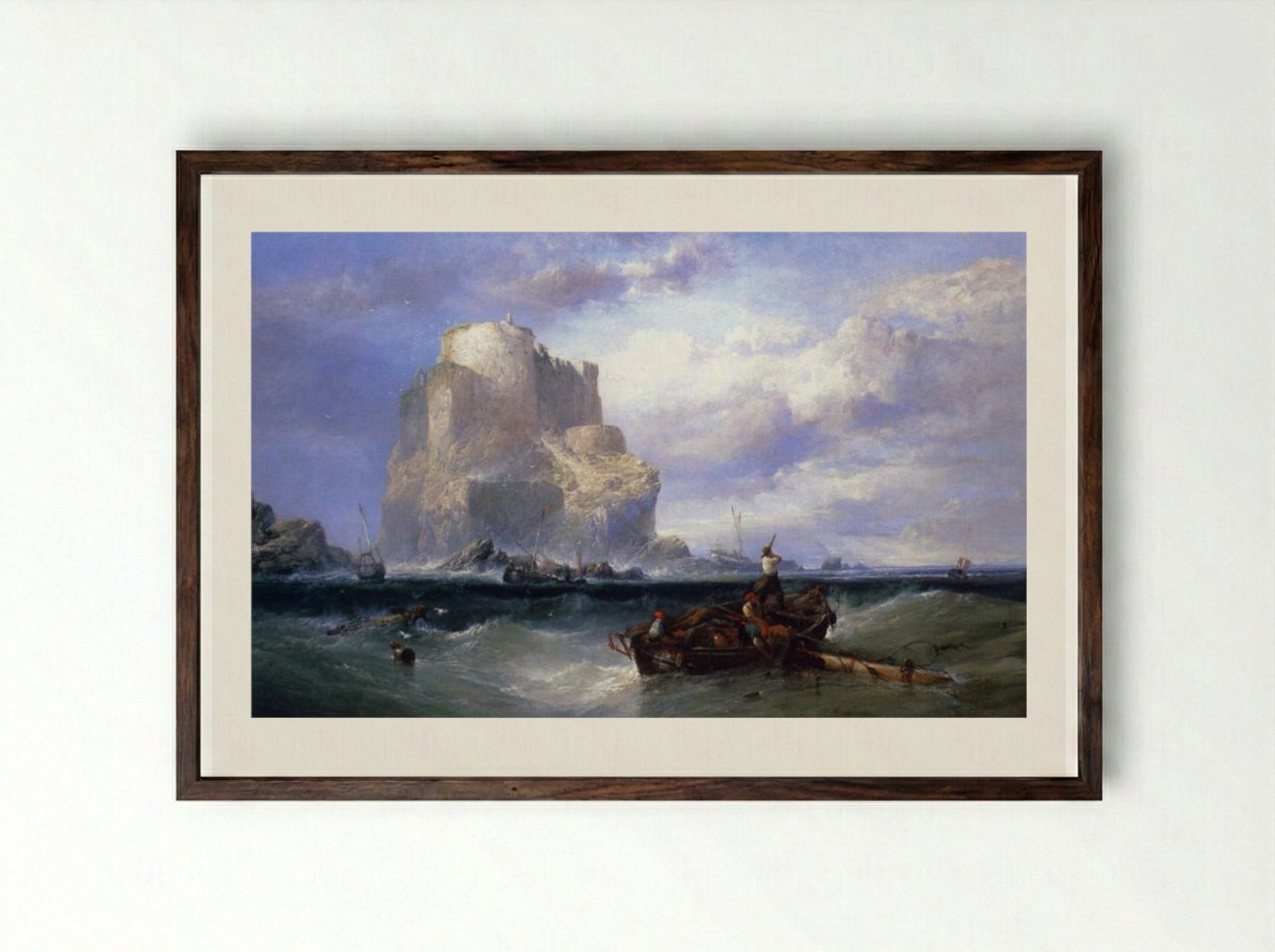 A Mediterranean Port - James Webb - Framed Print Dark Wood
