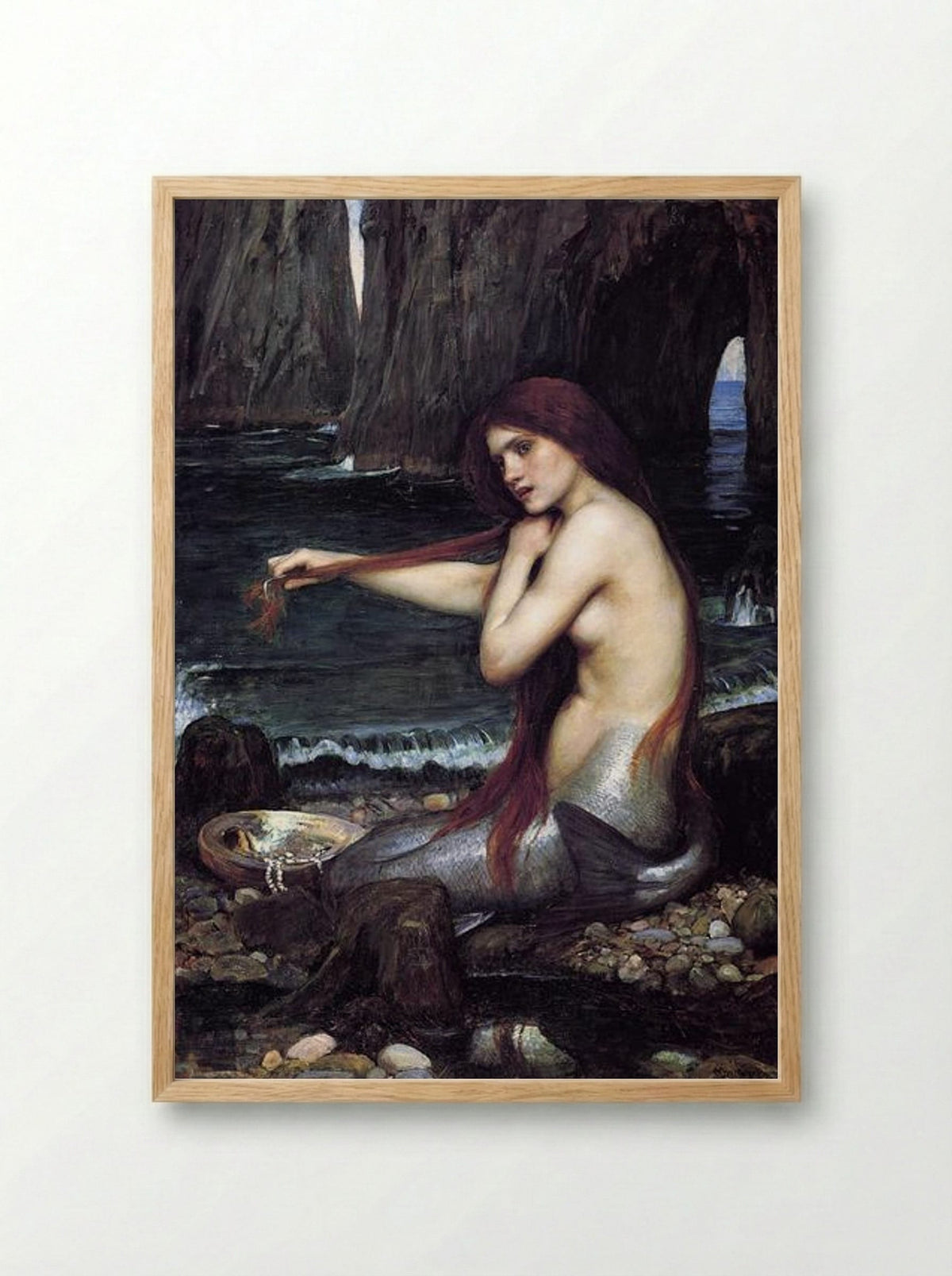 A Mermaid - John William Waterhouse - Framed Print Wood