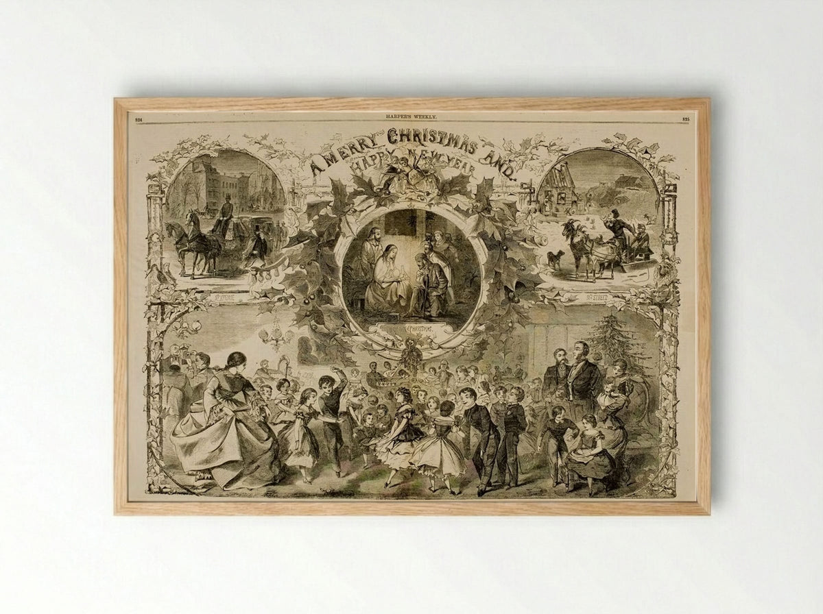 A Merry Christmas and a Happy New Year - Winslow Homer - Framed Print Wood