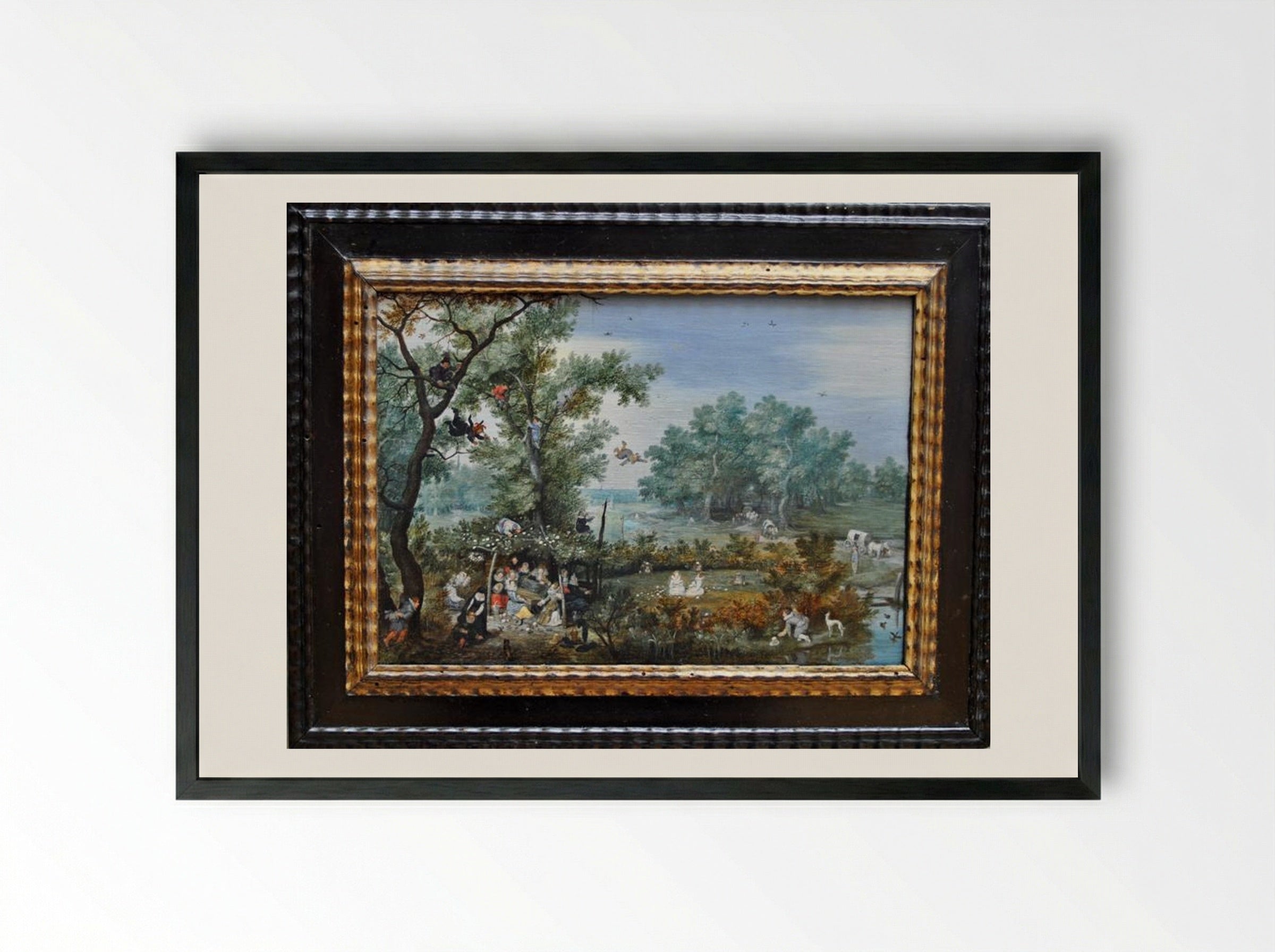 A Merry Company in an Arbor - Adriaen van de Venne - Framed Print Black